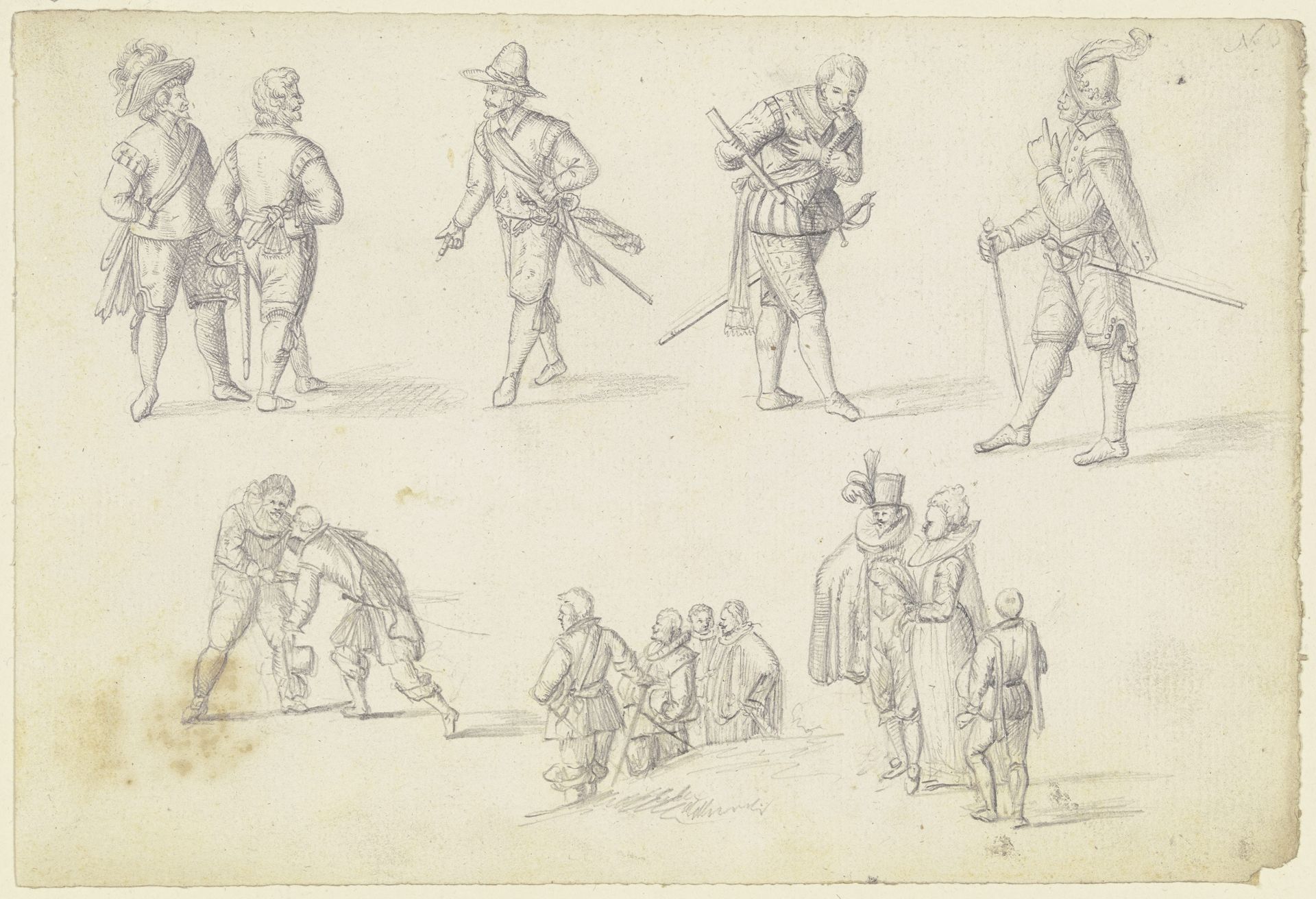 14 Figurenstudien, meist Soldaten by Johann Ludwig Ernst Morgenstern