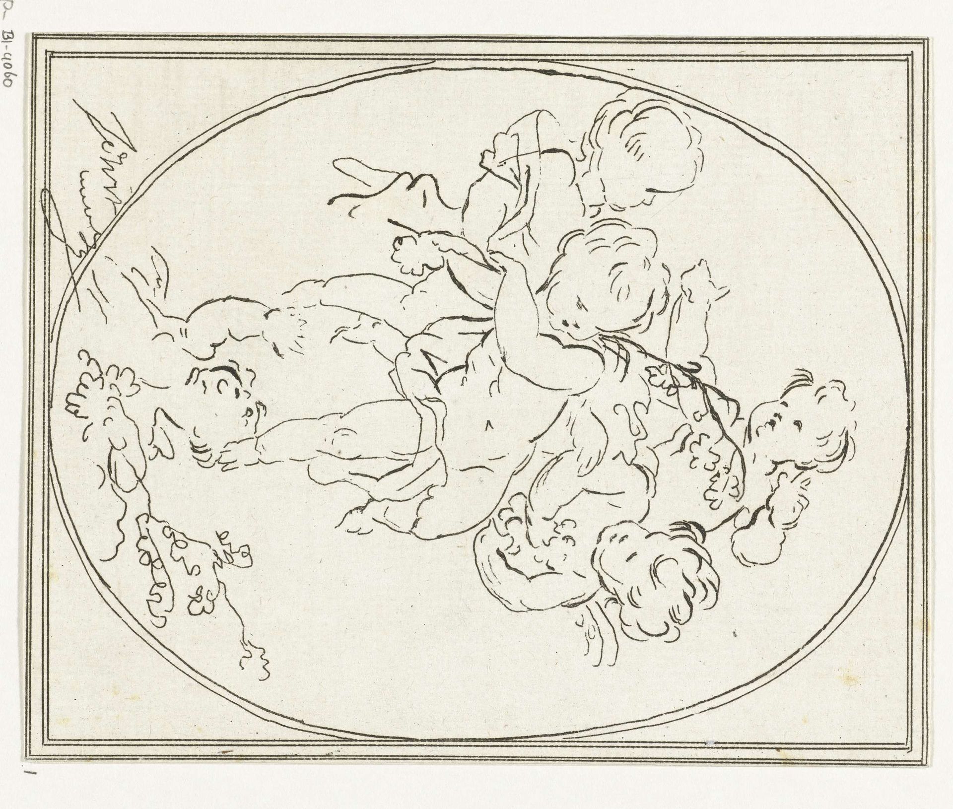 Vijf putti met bloemtakken by Anthonie van den Bos