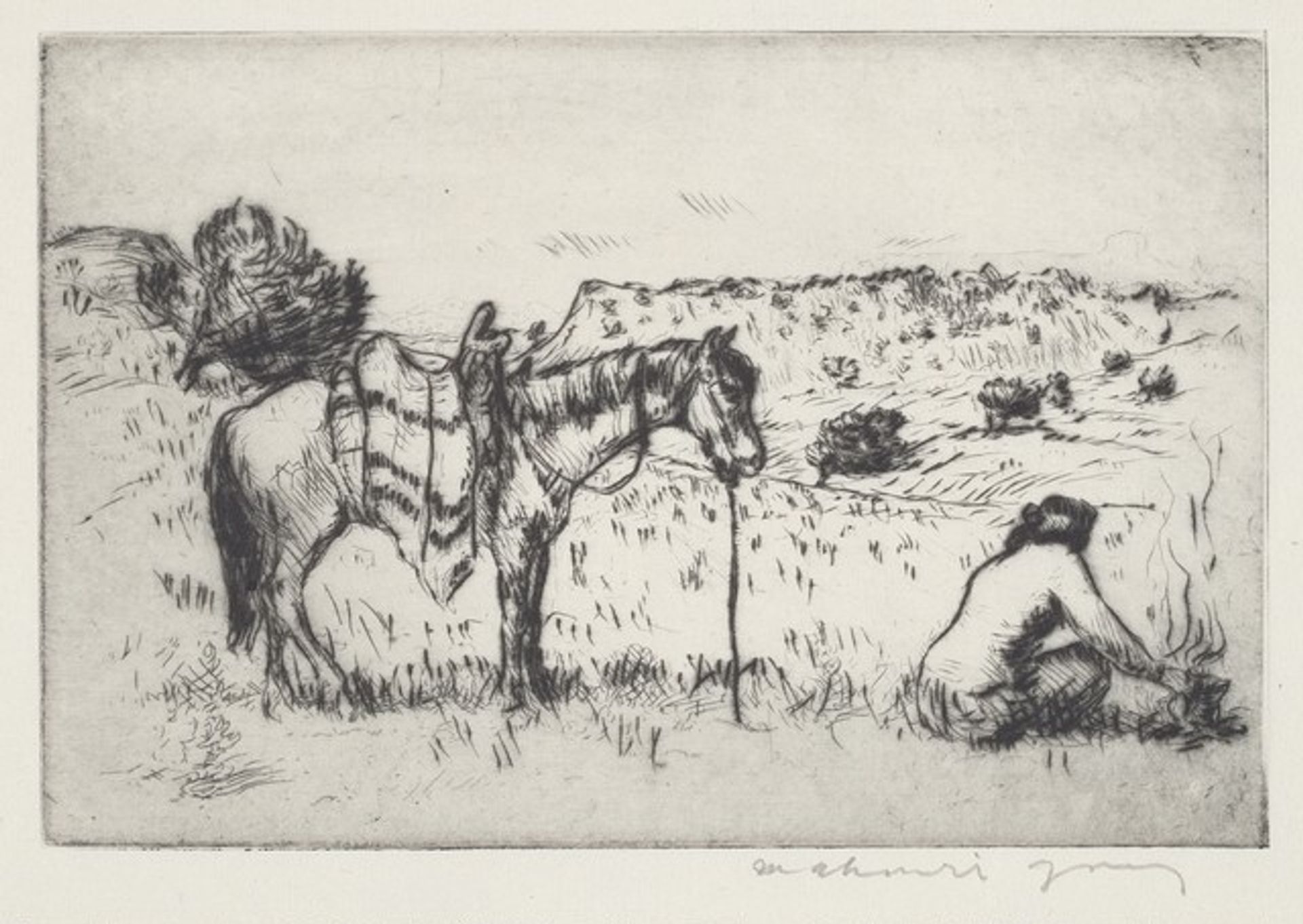 Navajo Woman and Pony by Mahonri Mackintosh Young