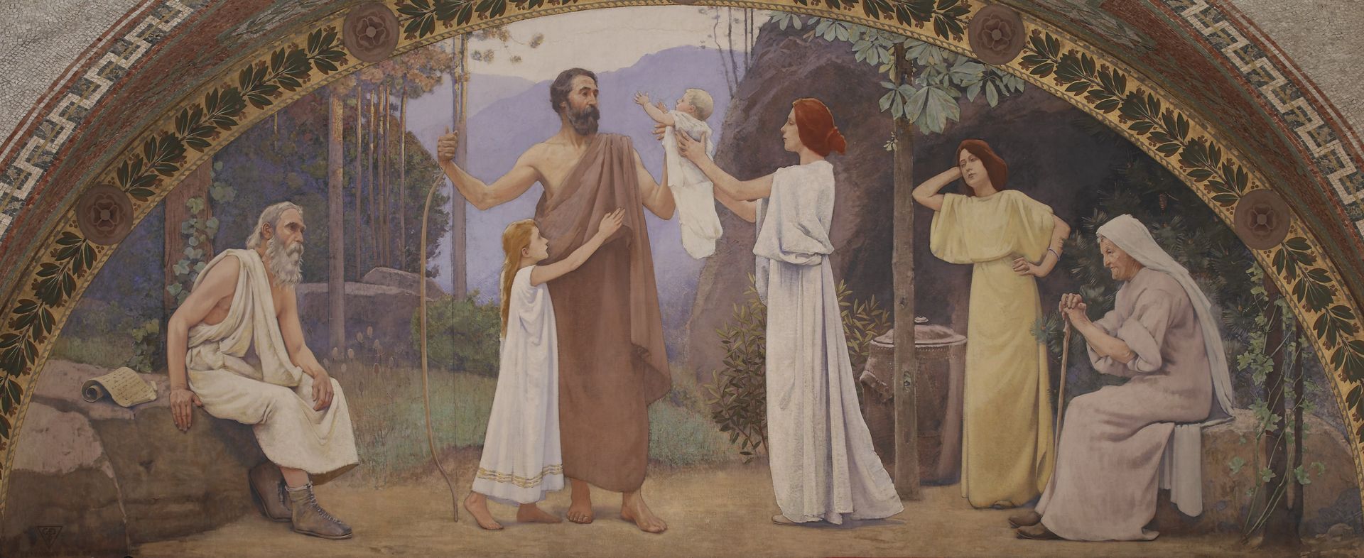 Family. Mural in Lunette from the Family and Education Series by Charles Sprague Pearce