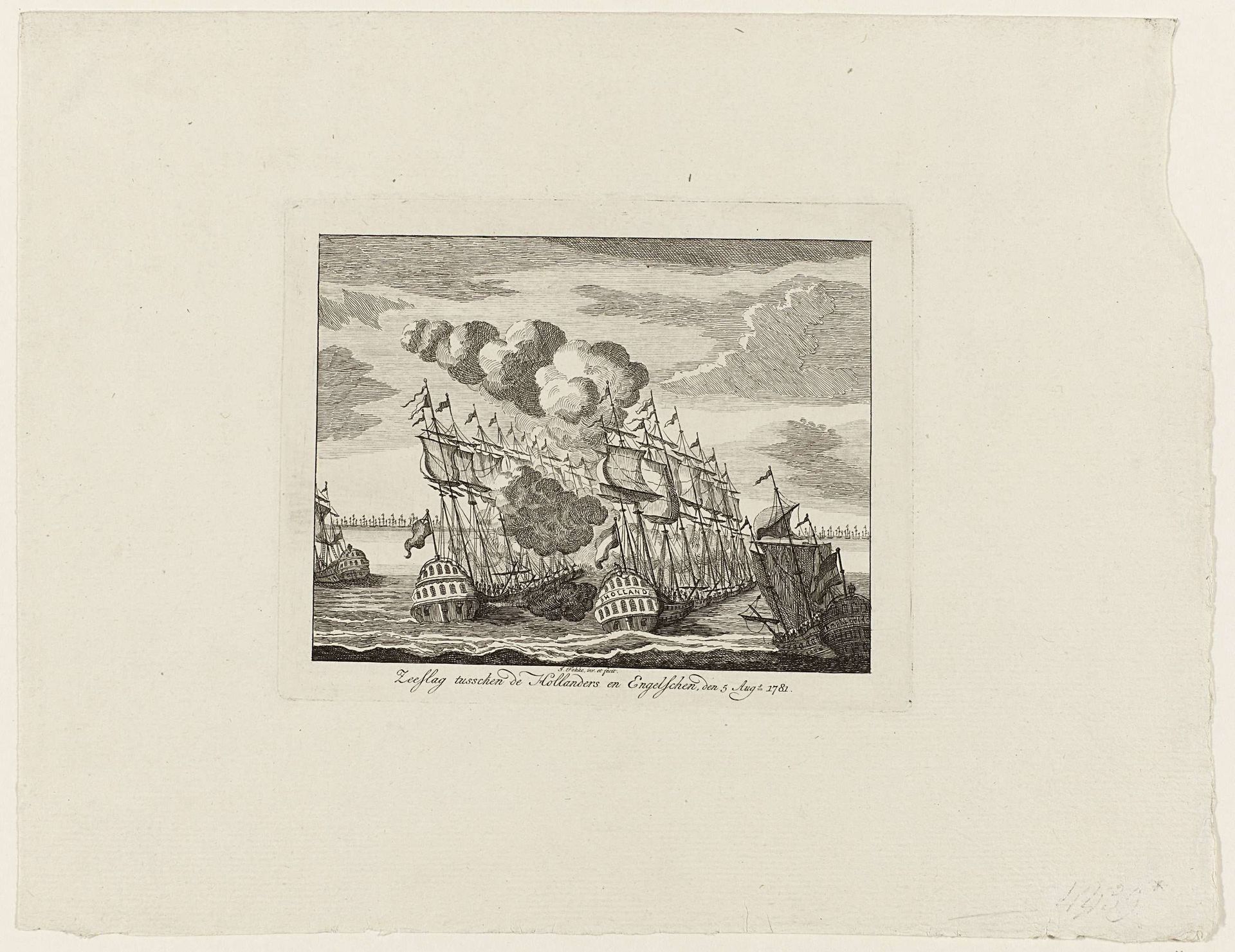 Zeeslag bij Doggersbank, 1781 by Jan Fokke