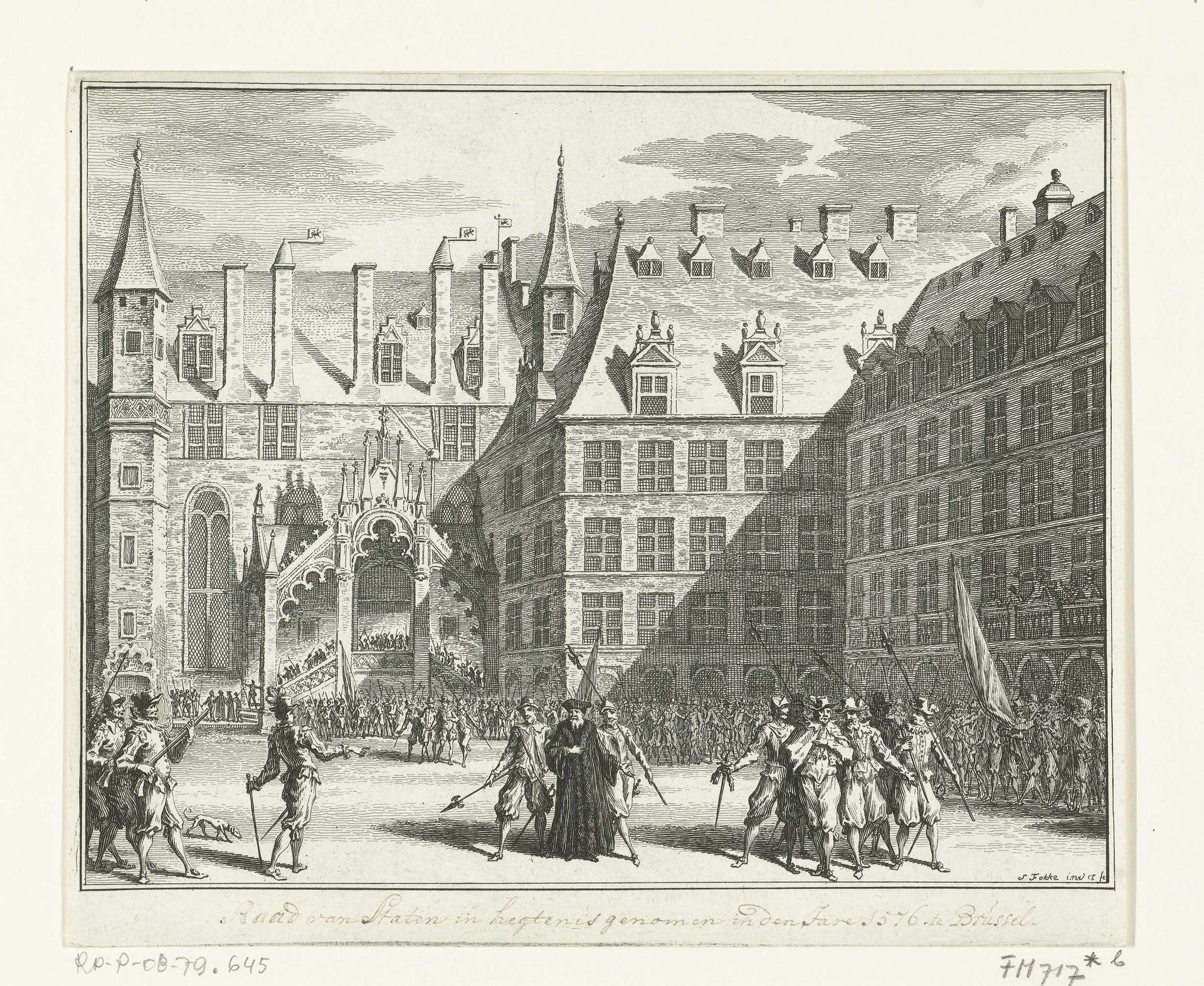 Leden van de Raad van State gevangengenomen, 1576 by Simon Fokke