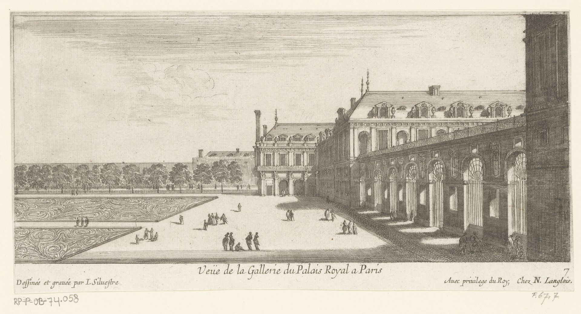 Gezicht op de galerie van het Palais Royal by Israel Silvestre