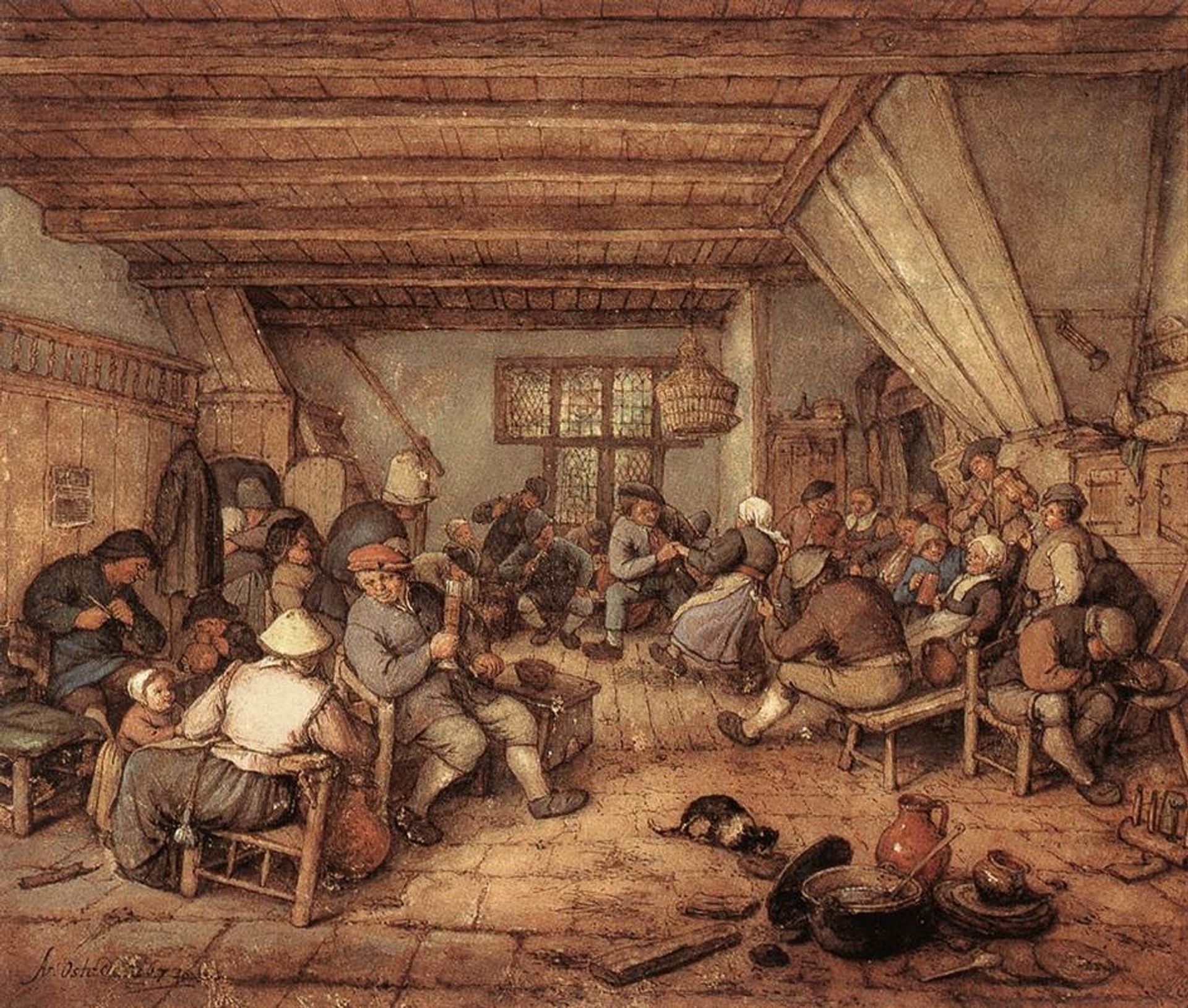 Feasting Peasants in a Tavern by Adriaen van Ostade