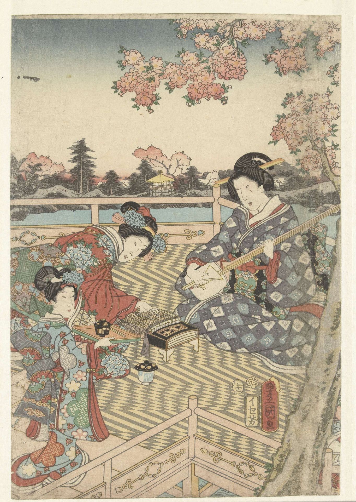 Een voorjaarsbanket voor de Oostelijke Genji by Utagawa Kunisada