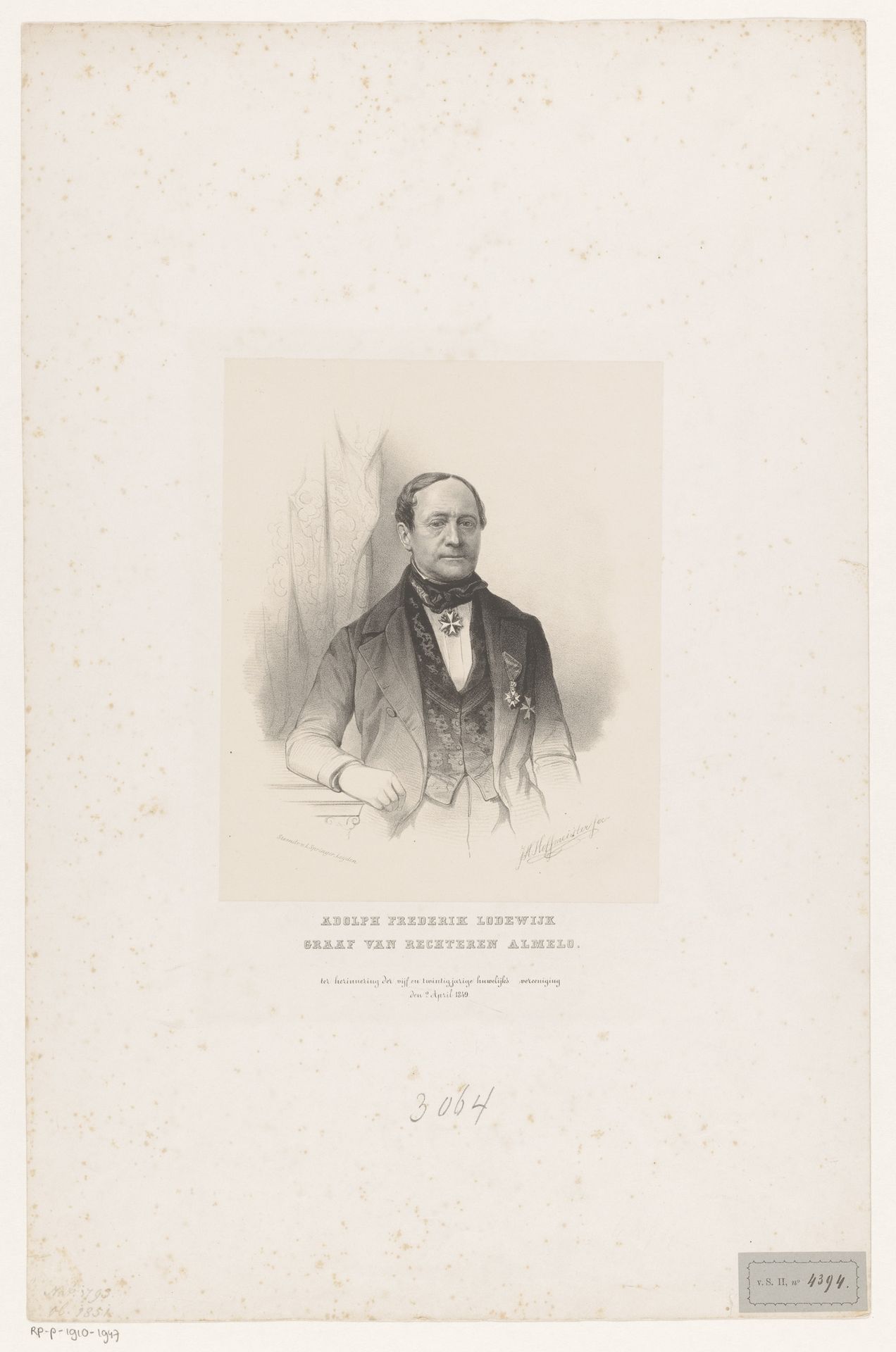 Portret van Adolph Frederik Lodewijk van Rechteren Limpurg, heer van Almelo Vriezeveen en Rechteren by Johan Hendrik Hoffmeister