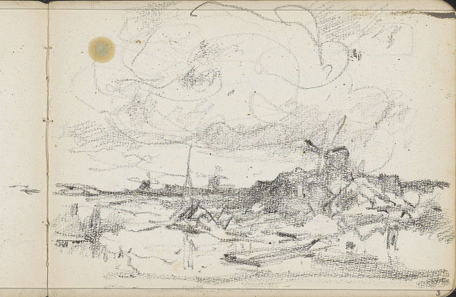 Rivierlandschap met molens by Willem Cornelis Rip