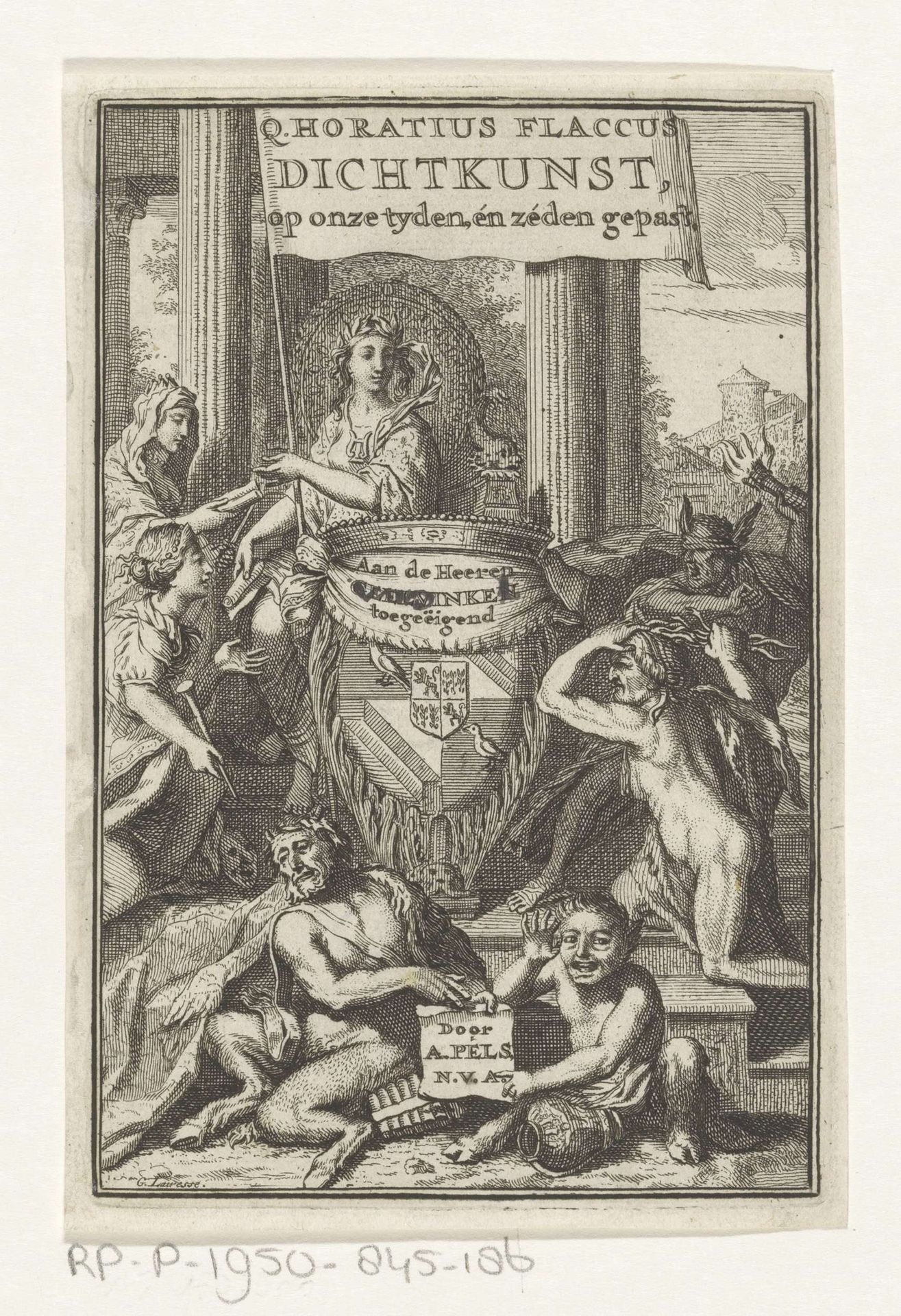 Allegorische voorstelling met Dichtkunst, Onwetendheid, Nijd en muzes by Gerard de Lairesse