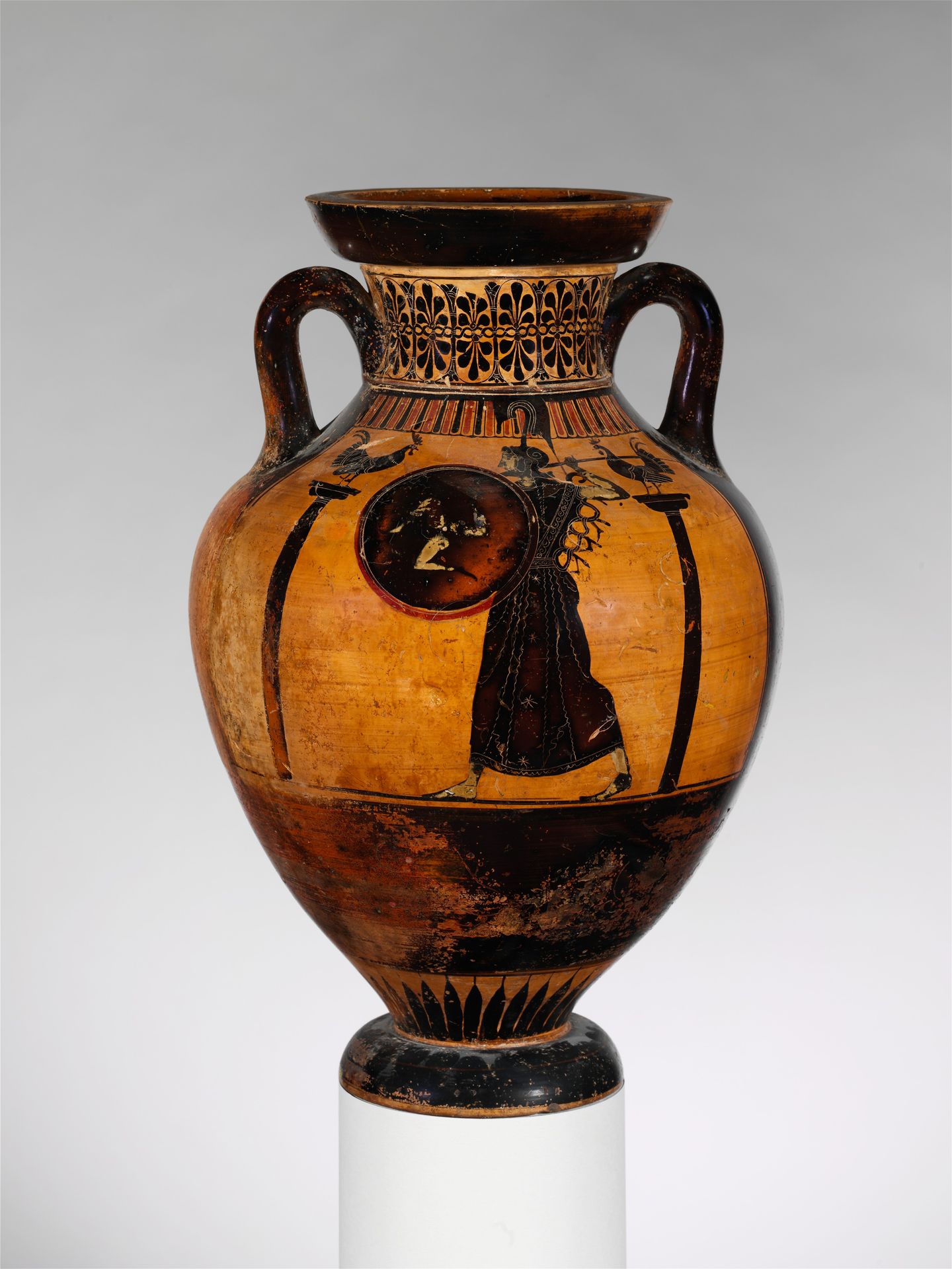 Terracotta Panathenaic prize amphora by Leagros Group