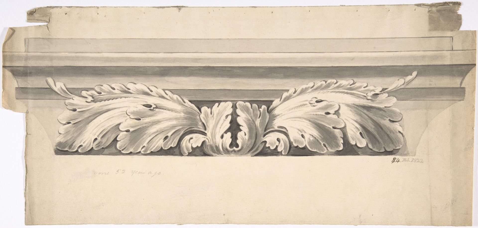 Design for an Entablature Carved with Acanthus by Anonymous