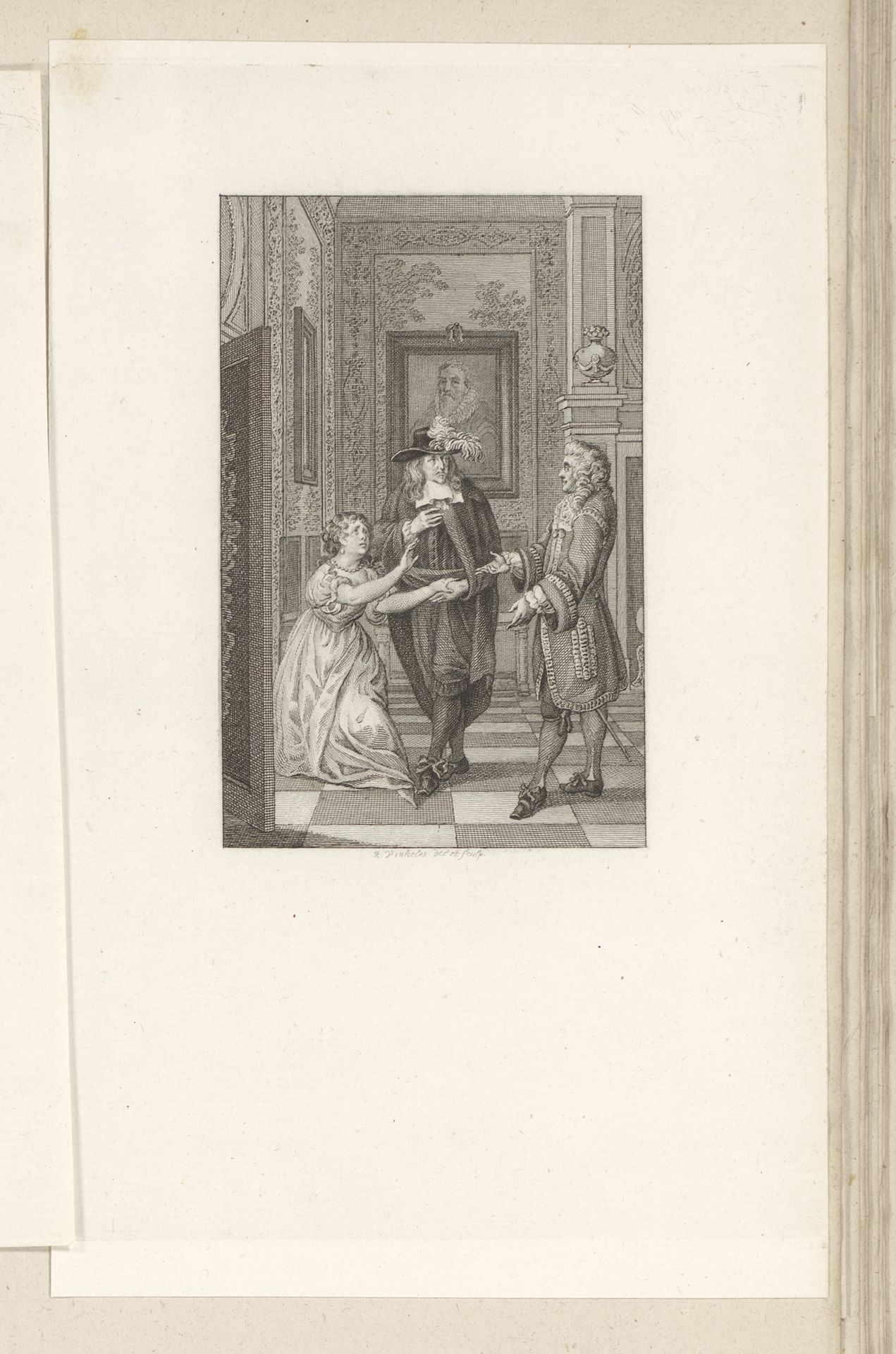 Johan de Witt door zijn dochter tegengehouden by Reinier Vinkeles