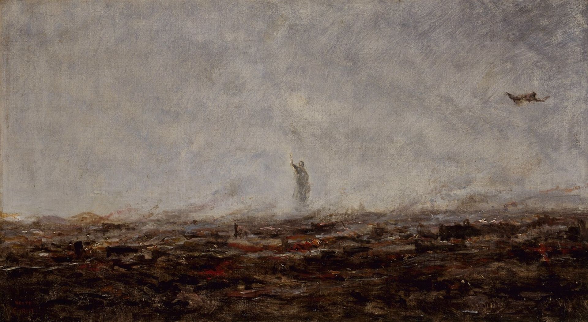 Le Rêve; Paris incendié, septembre 1870 by Camille Corot
