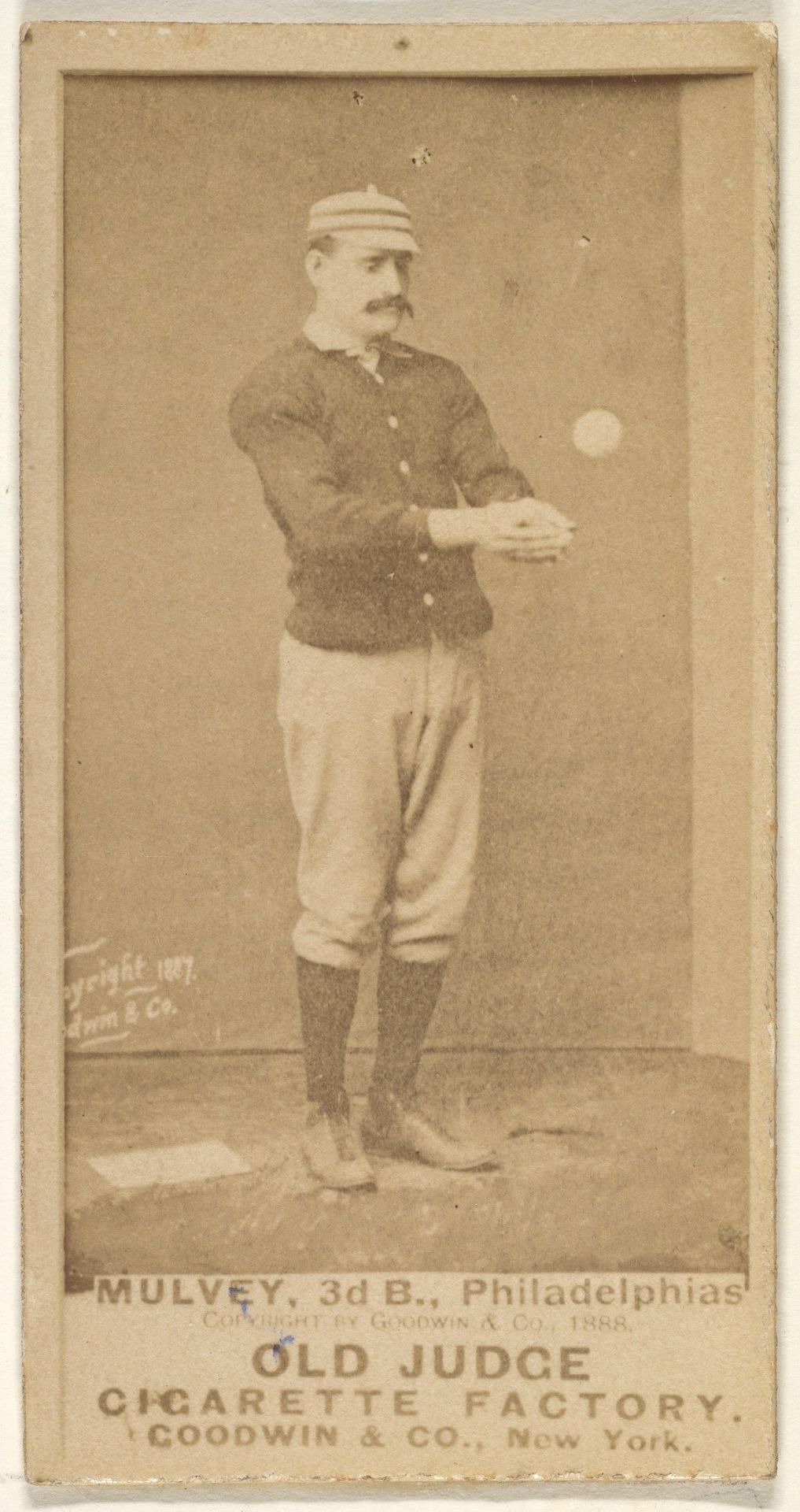 Joseph H. "Joe" Mulvey, 3rd Base, Philadelphia, from the Old Judge series (N172) for Old Judge Cigarettes by Goodwin & Company