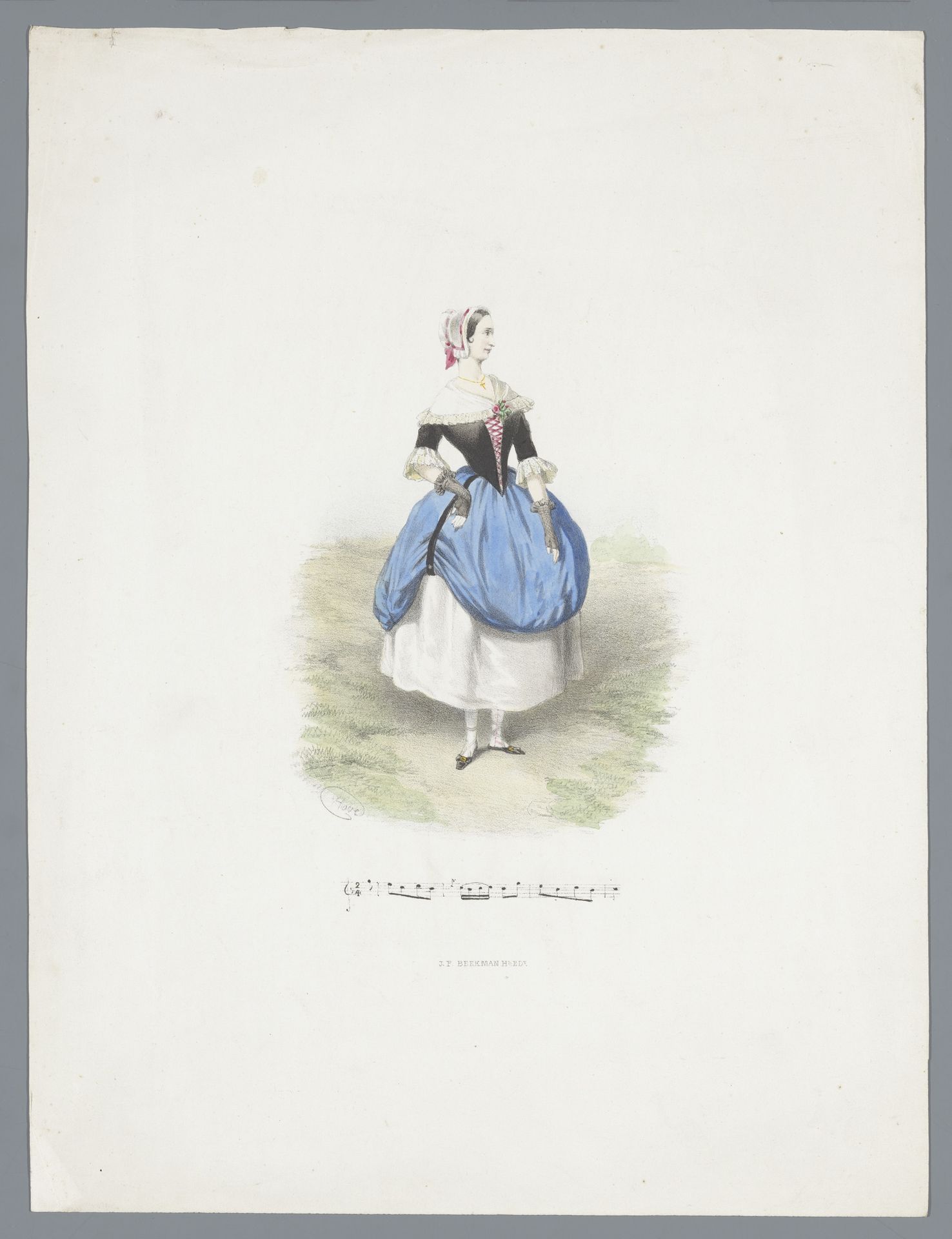 Vrouw in historisch kostuum by Huib van Hove Bz