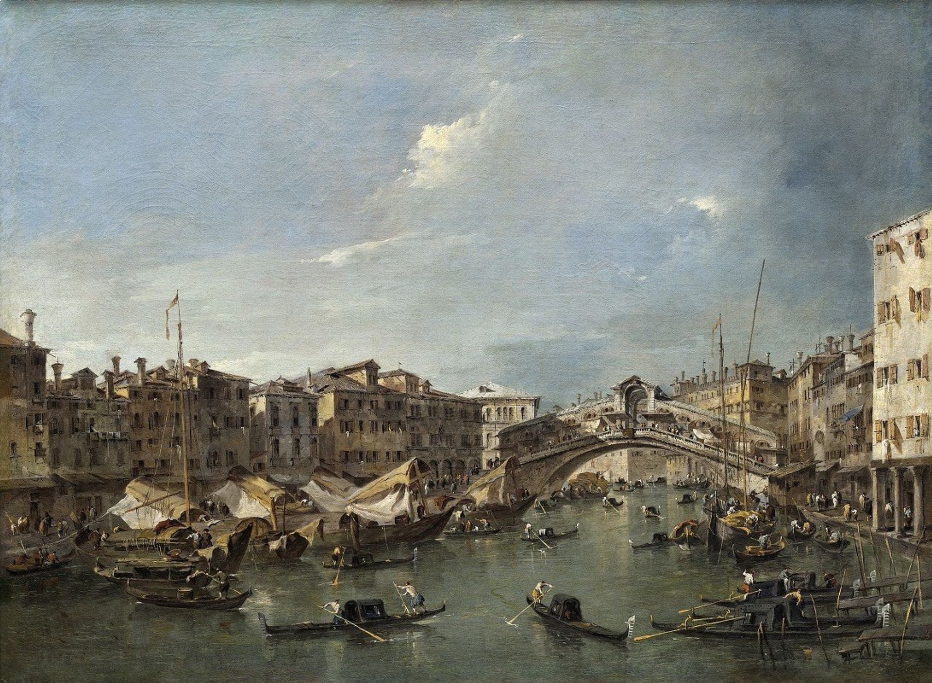 Grand Canal with the Rialto Bridge,Venice by Francesco Guardi