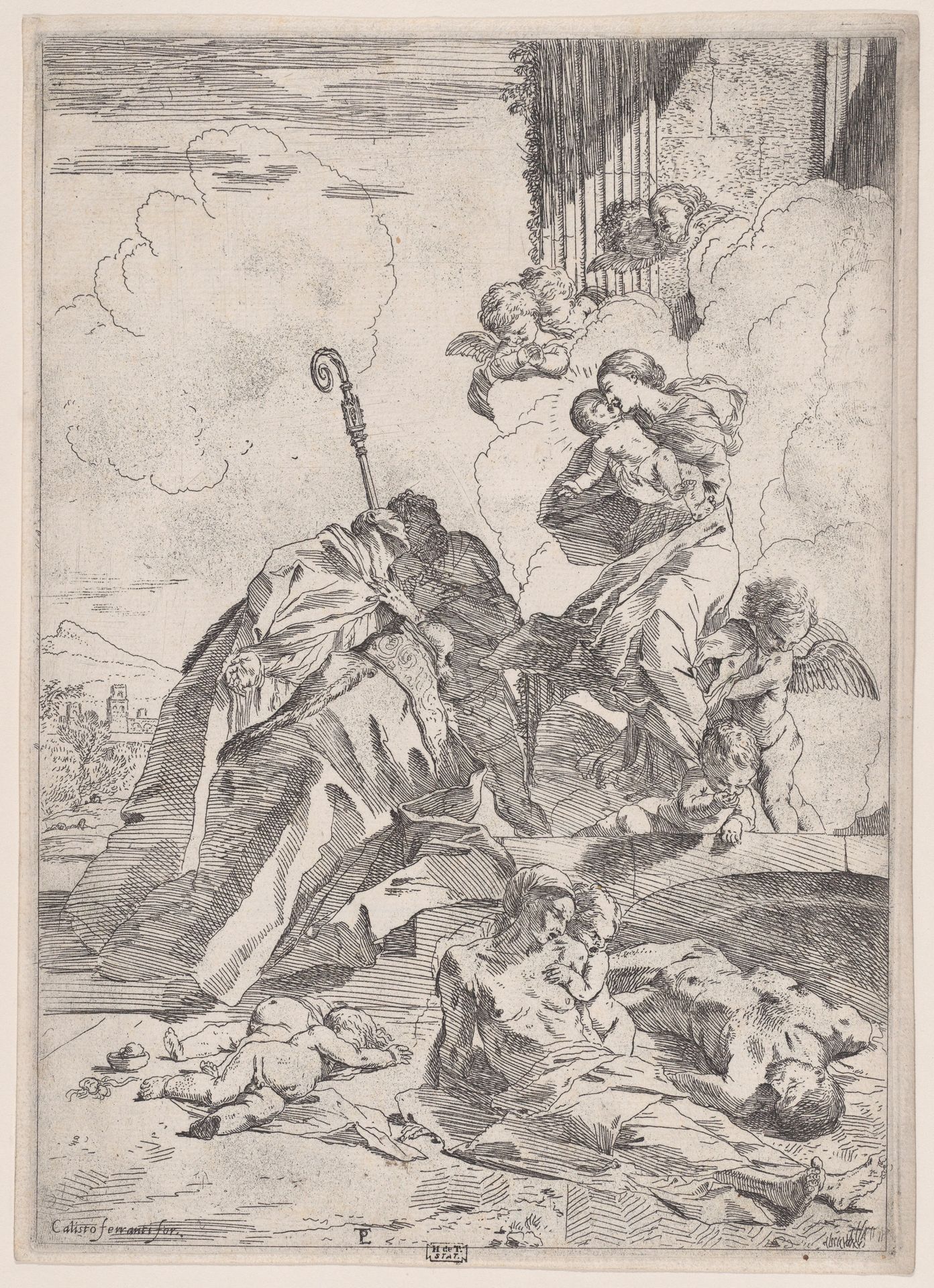 Three Luchese saints interceding with the Virgin for the victims of the plague by Pietro Testa