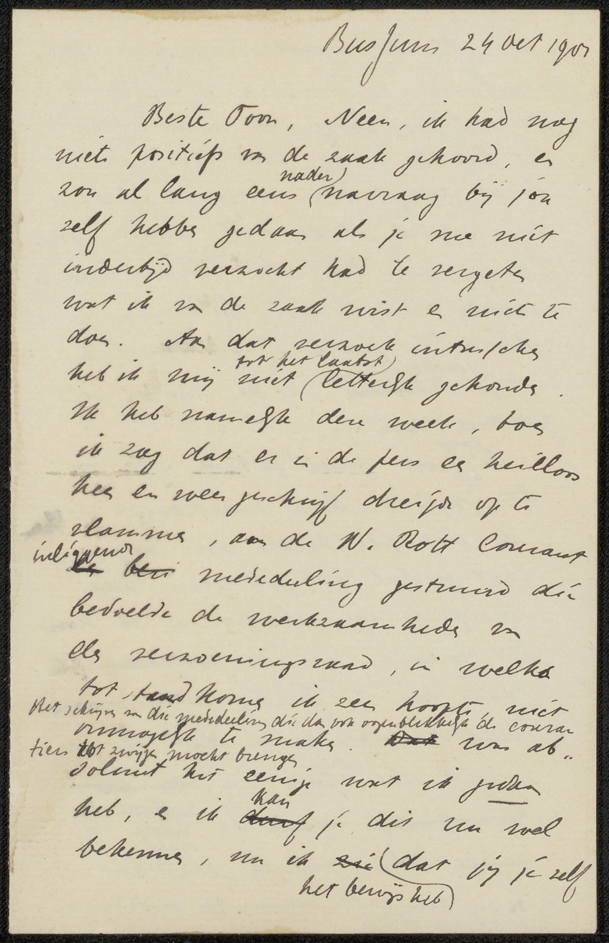 Brief aan Antoon Derkinderen by Jan Veth