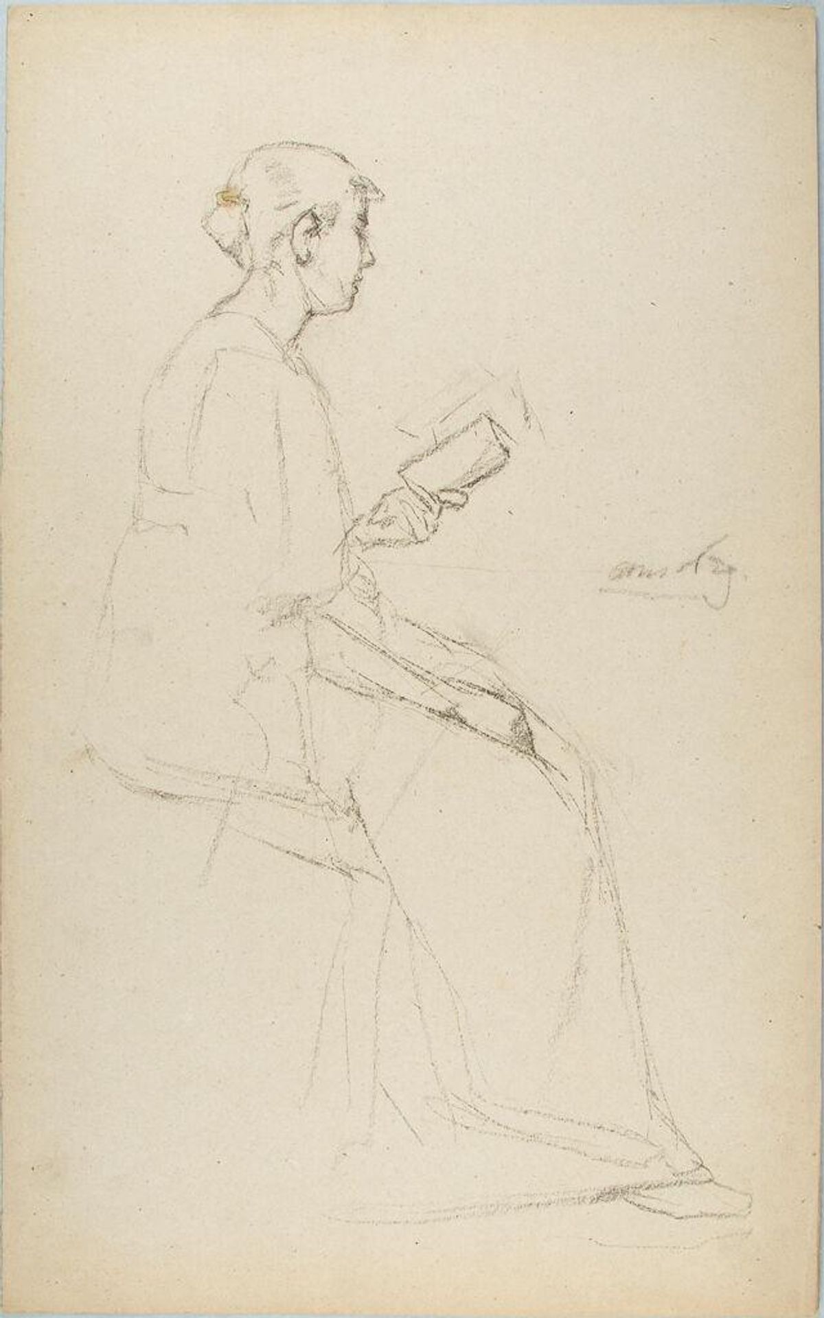Sketch of a Seated Woman Reading a Book by William Valentine Schevill