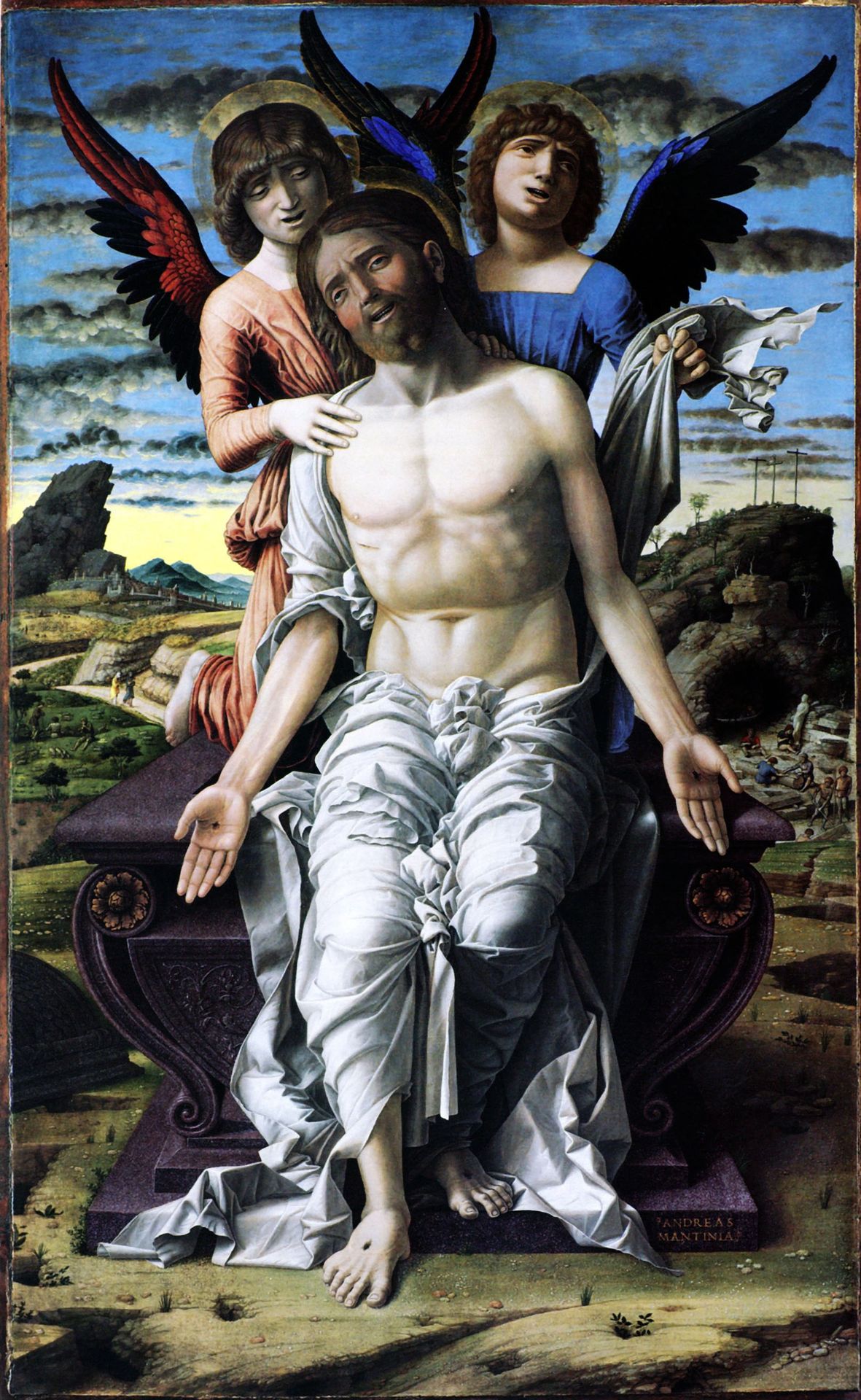 Christ of Pity supported by a cherub and a seraph by Andrea Mantegna