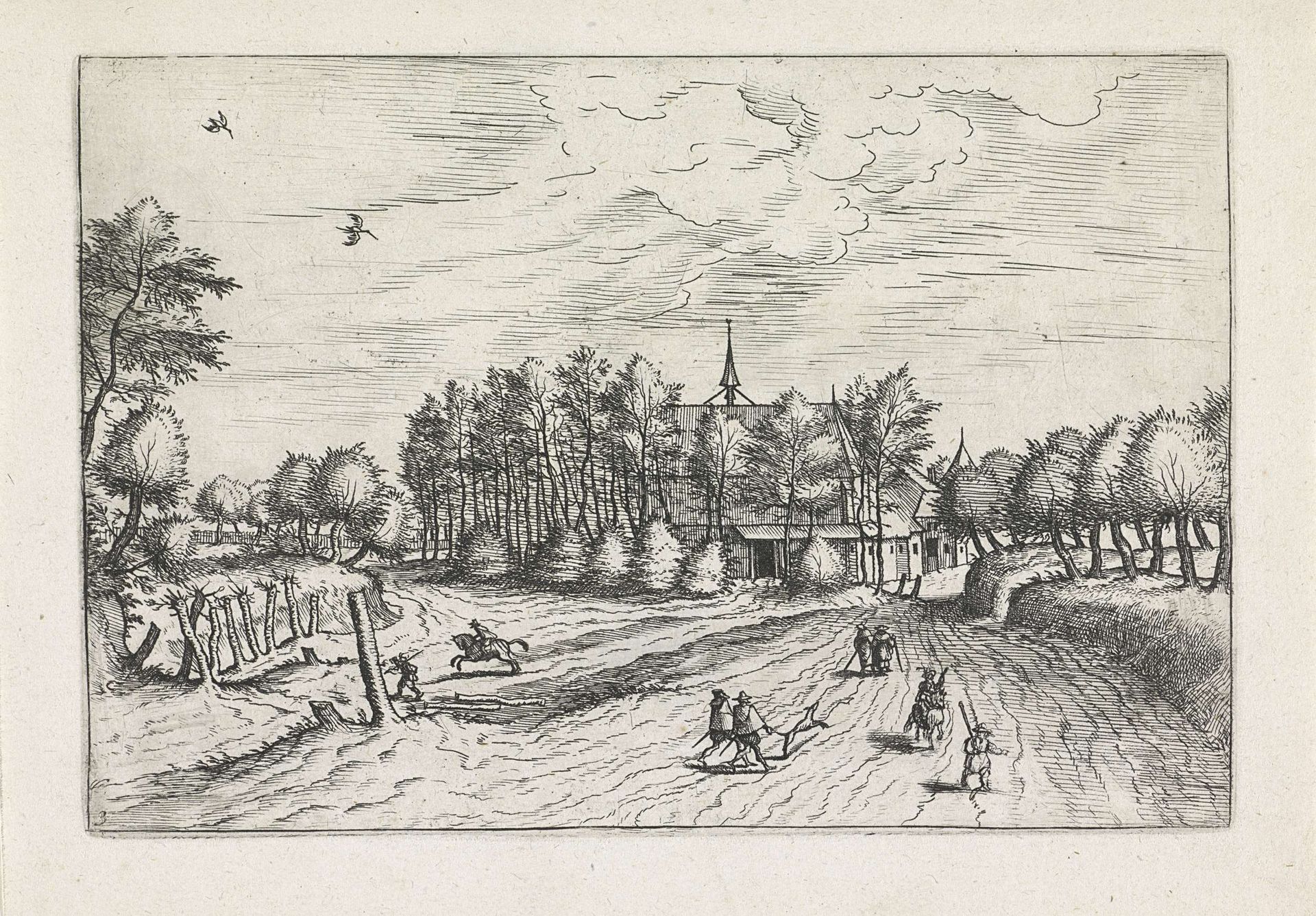 Landschap met een boerderij by Johannes of Lucas van Doetechum
