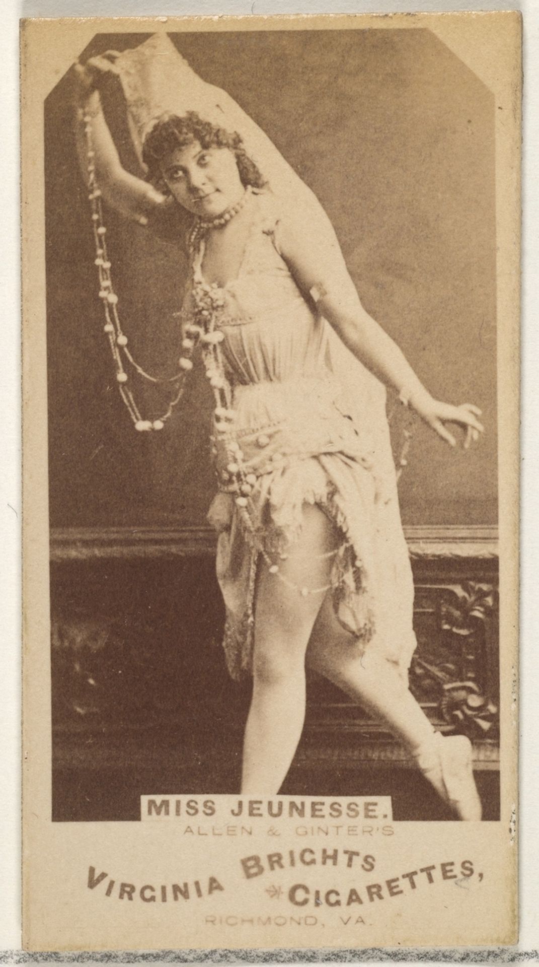 Miss Jeunesse, from the Actors and Actresses series (N45, Type 1) for Virginia Brights Cigarettes by Allen & Ginter