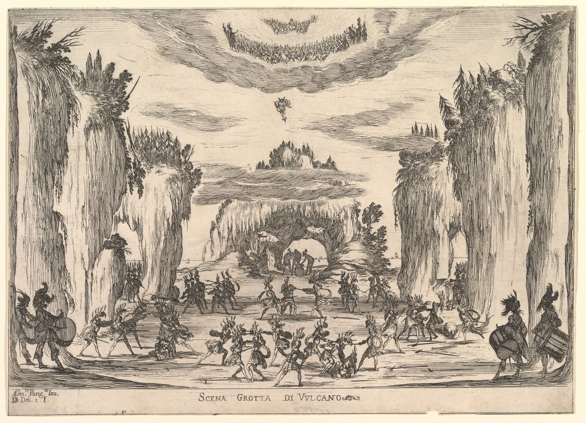 Grotto scene with Vulcan, from 'The marriage of the gods' (Le nozze degli Dei) by Stefano della Bella