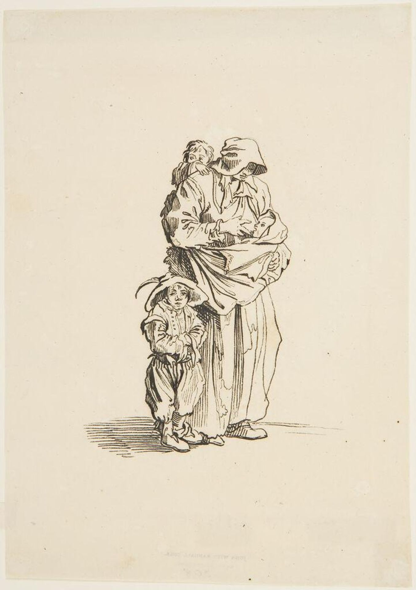 Beggar Woman with her Three Children, after Callot by Adrian Ludwig Richter