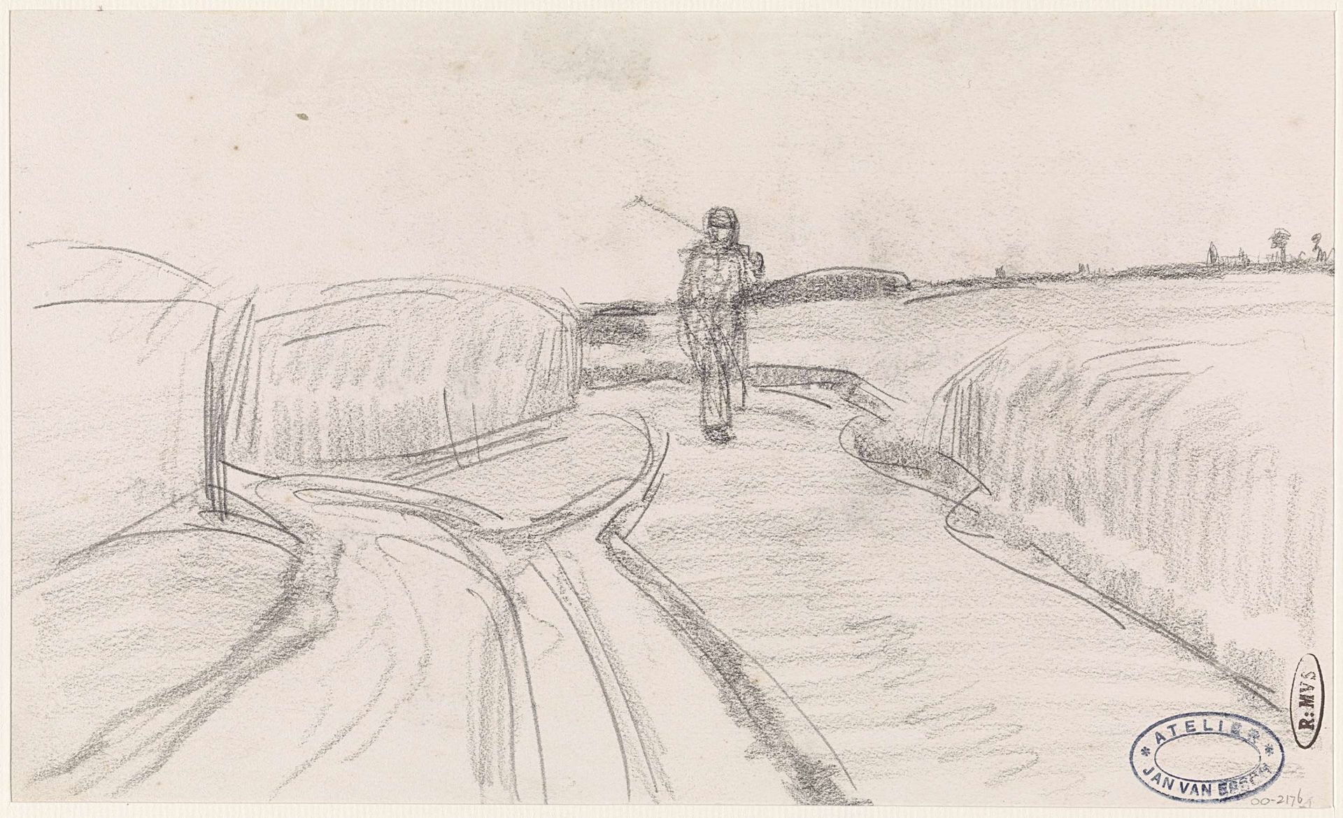 Boer tussen velden by Jan van Essen