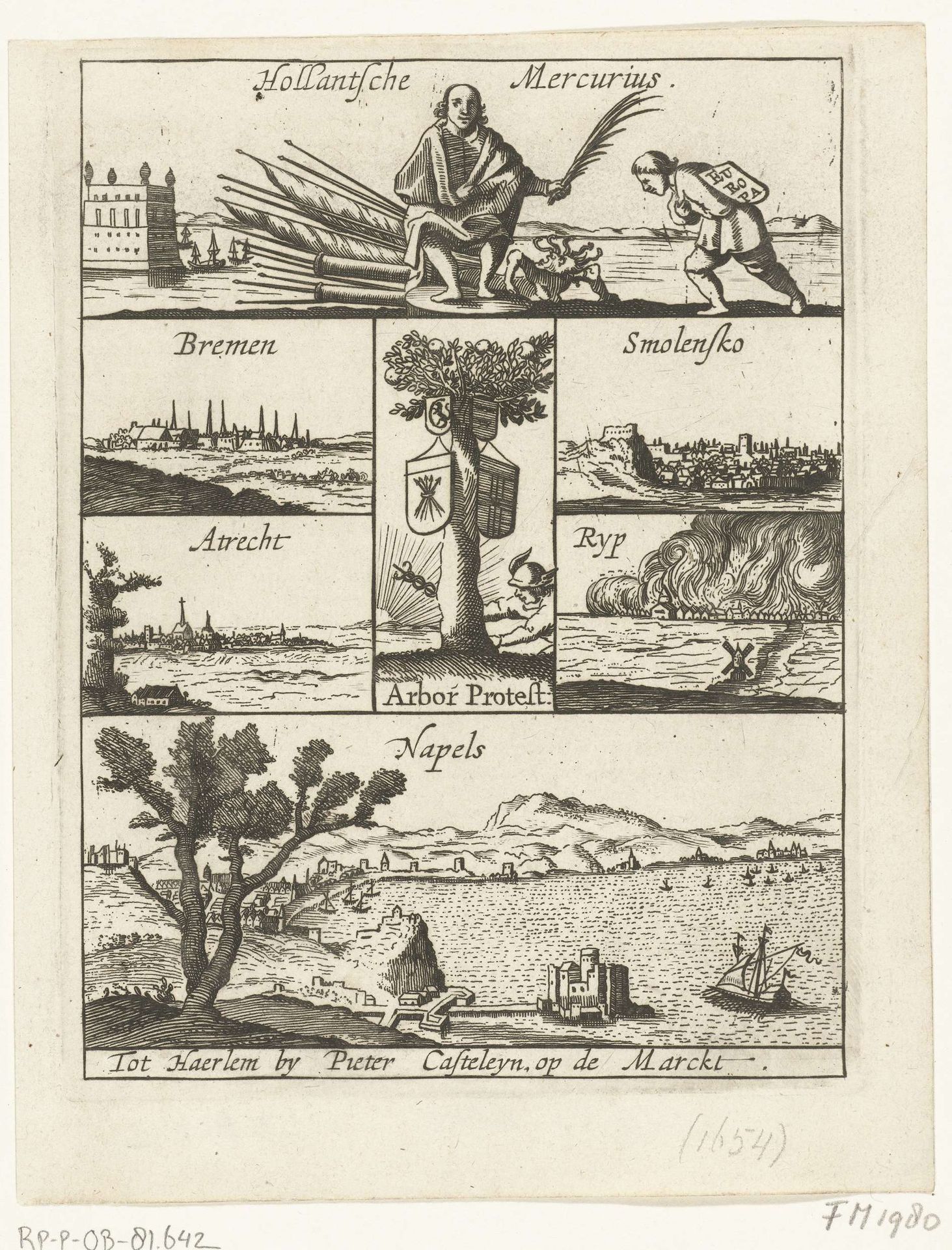 Titelprent voor de Hollantsche Mercurius van 1654 by Dirck de Bray