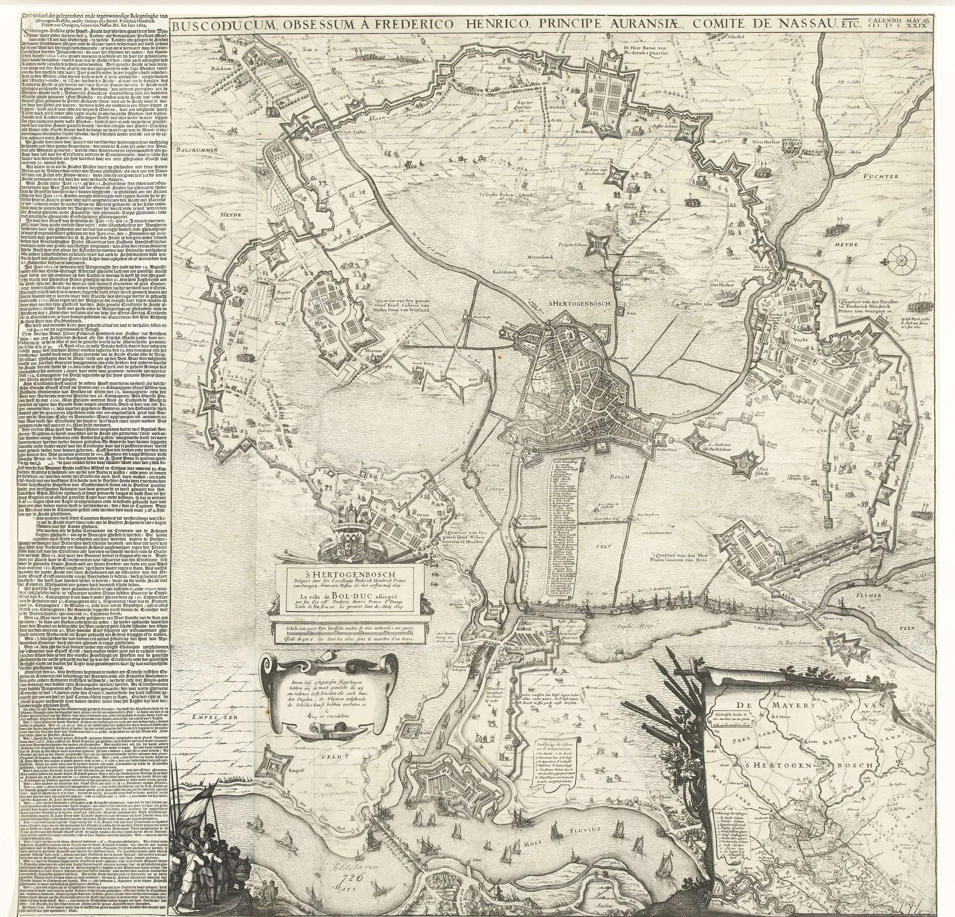 Grote kaart van het beleg van Den Bosch door Frederik Hendrik, 1629 by Claes Jansz. Visscher