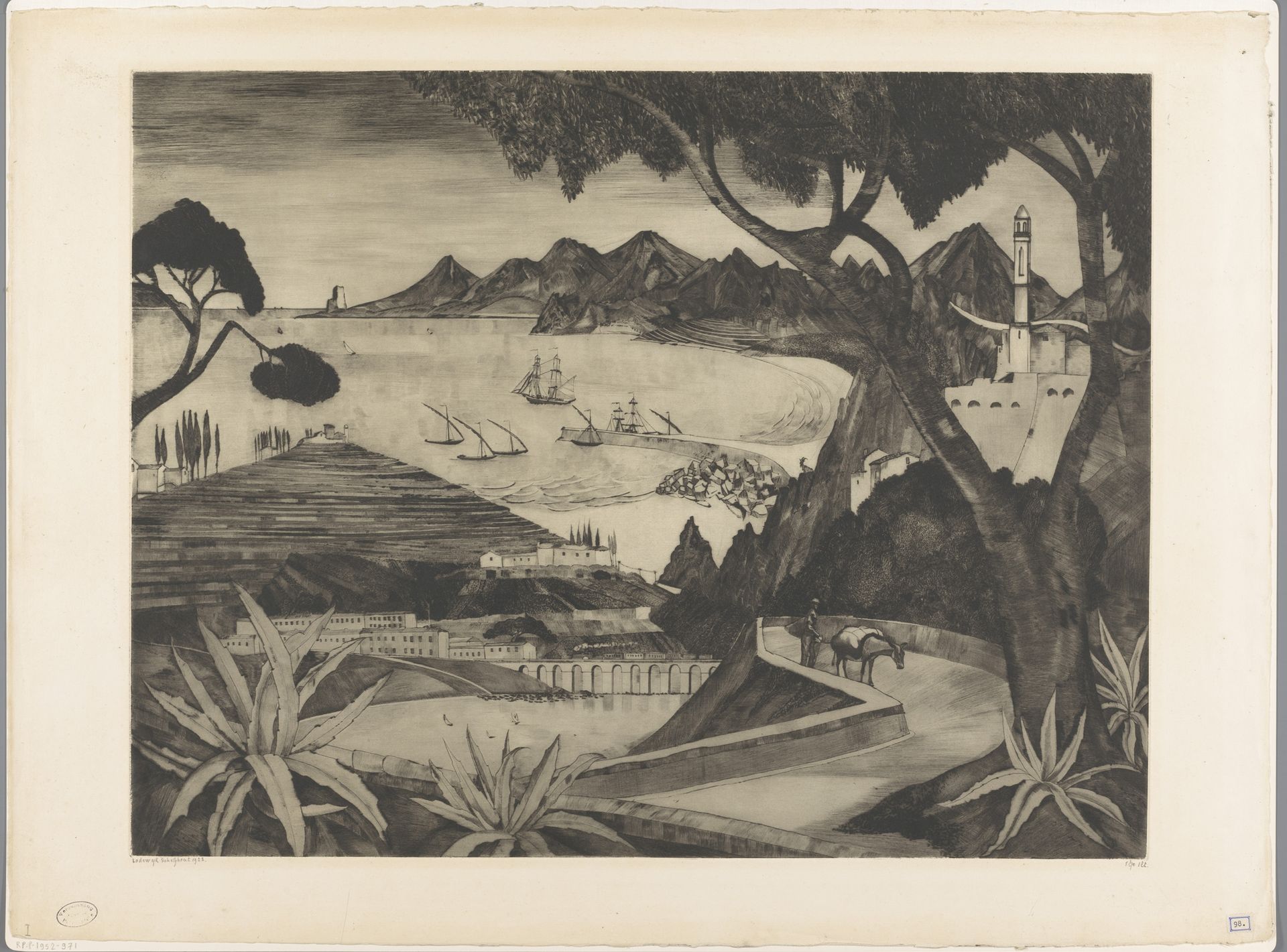 Berglandschap met baai op Corsica by Lodewijk Schelfhout