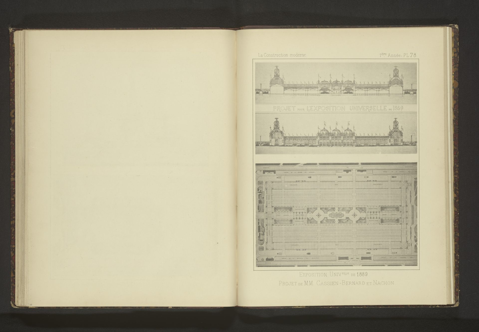 Twee reproducties van ontwerpen voor de Wereldtentoonstelling van Parijs in 1889 door Joseph Cassien-Bernard en M. Nachon by Anonymous