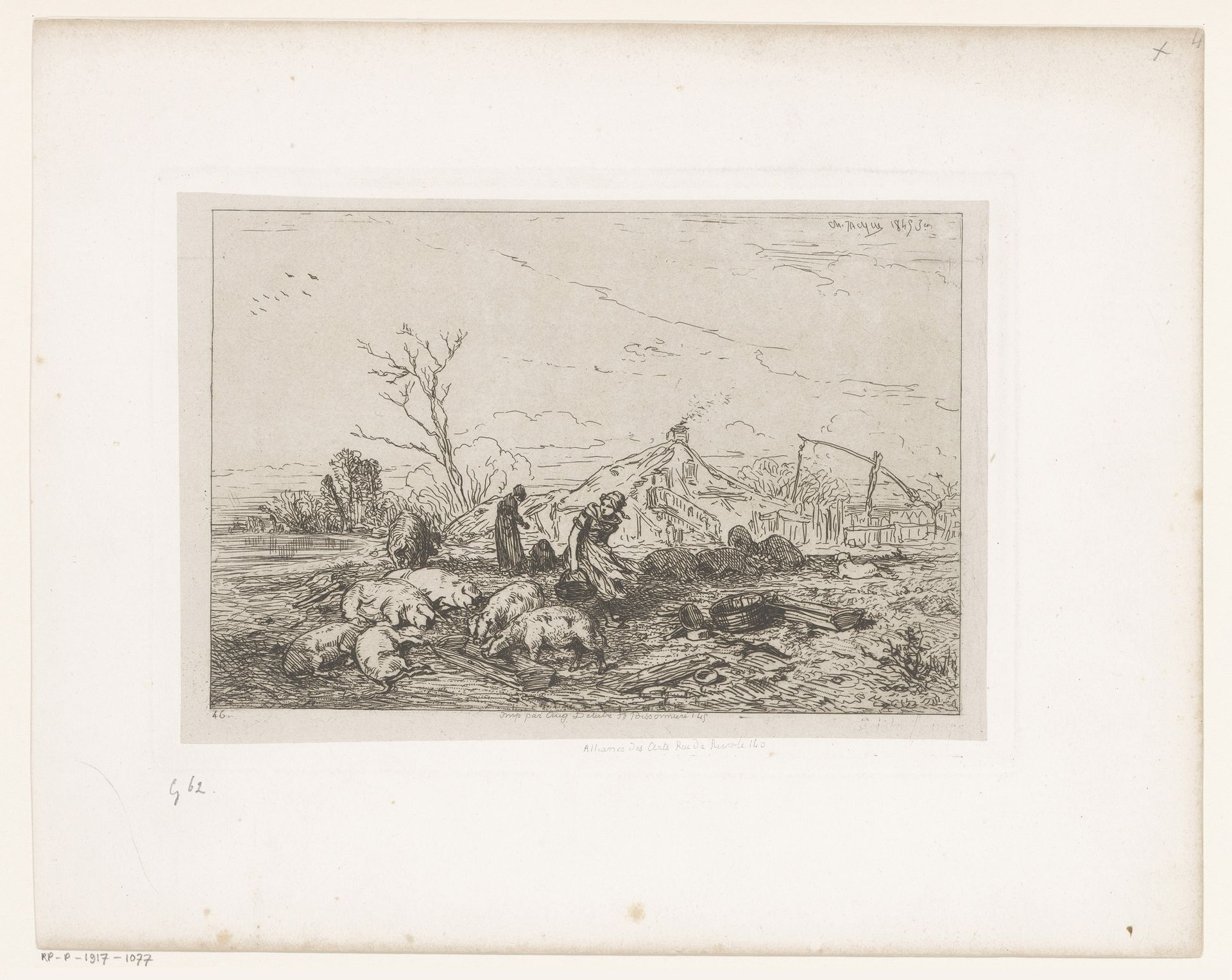 Voeden van de varkens by Charles Jacque