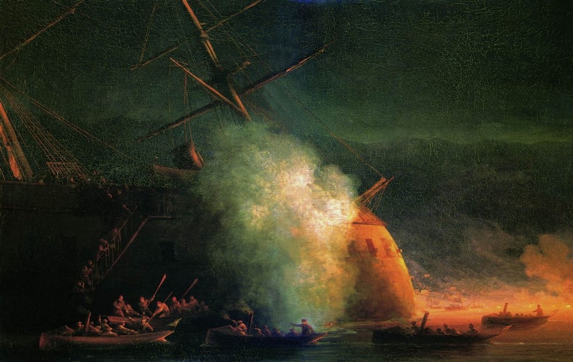 Mine attack by Ivan Konstantinovich Aivazovsky