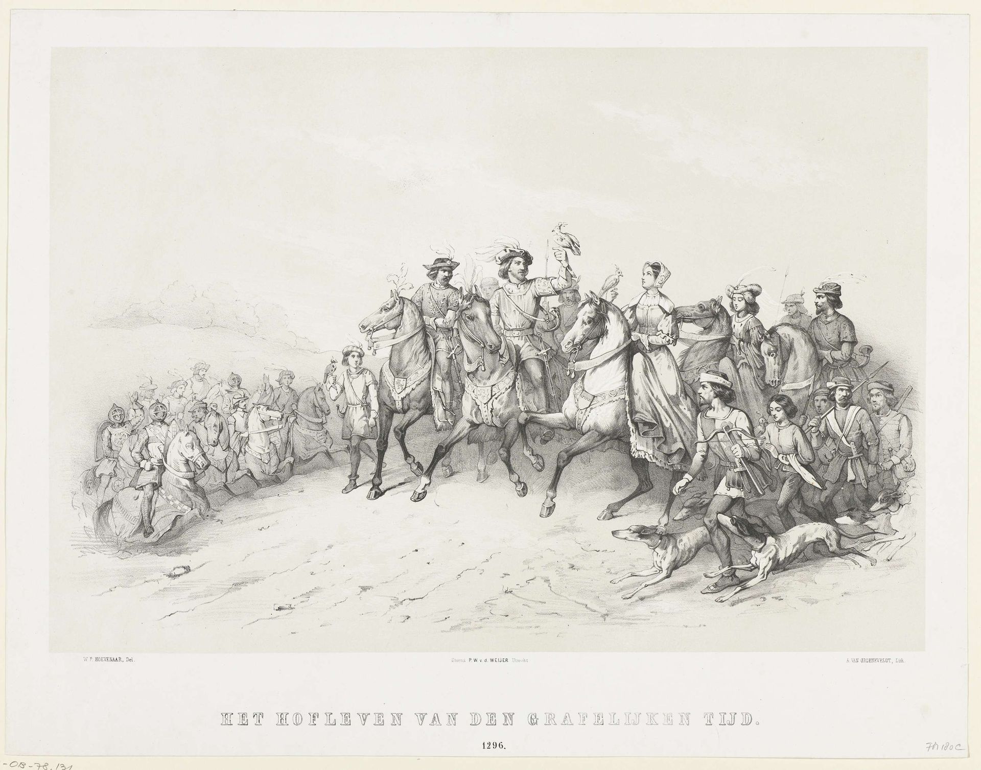 Graaf Floris V met zijn edelen op valkenjacht, 1296 by A. van Groeneveldt