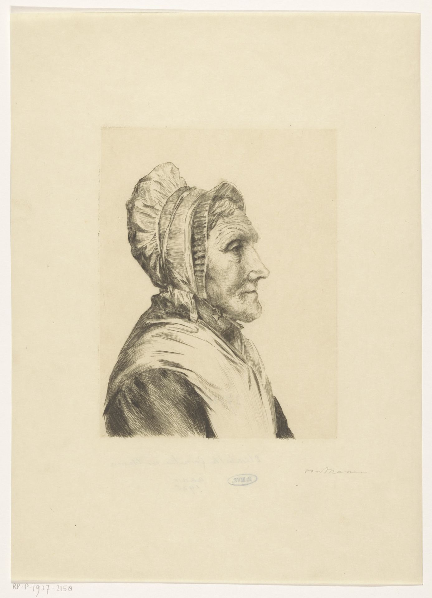 Vrouw met kap by Betsy van Manen
