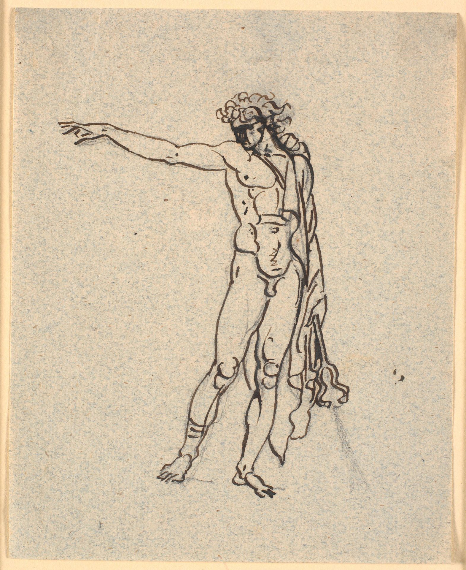 Nøgen mand, Hermes (?) med udstrakt højre arm by Nicolai Abildgaard