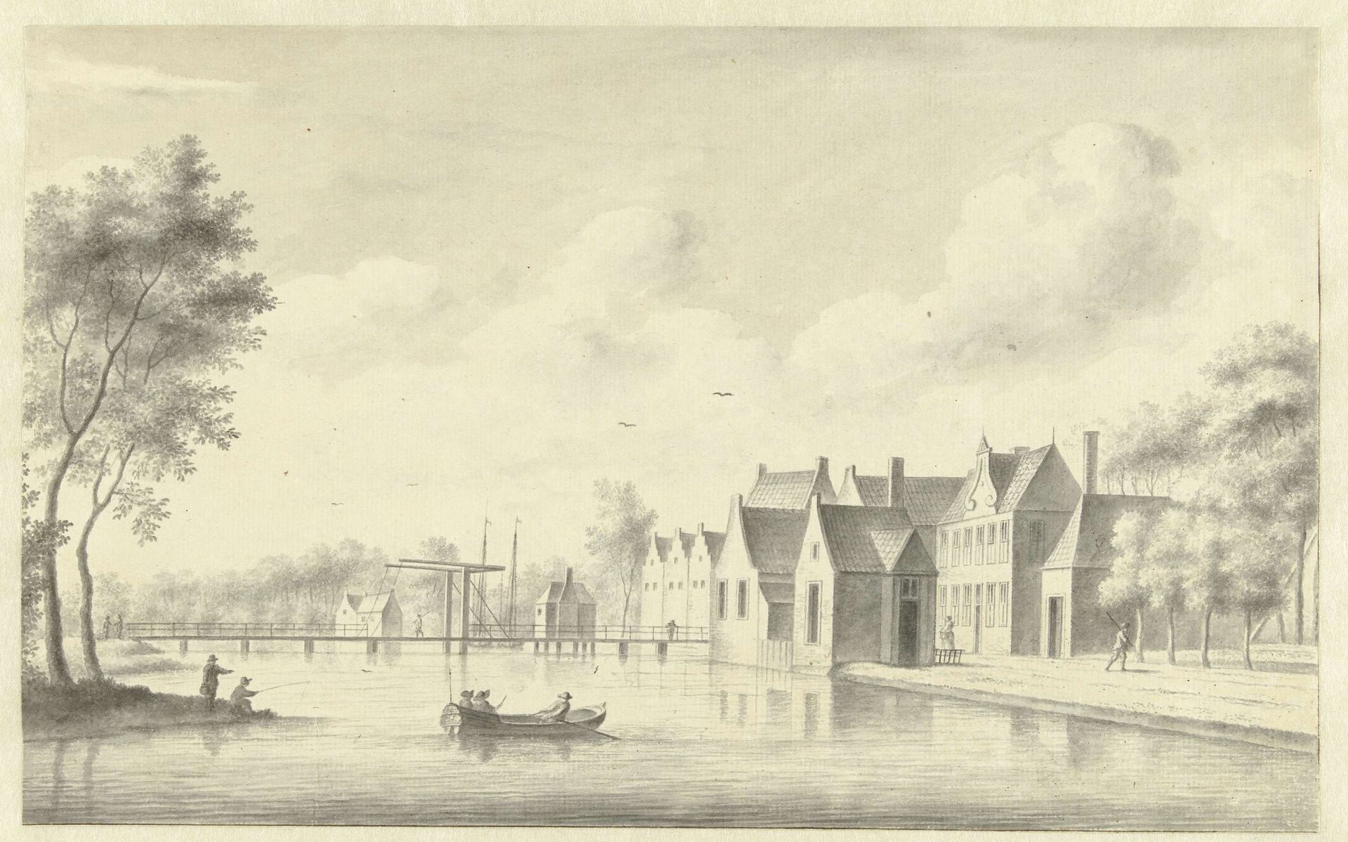 Gezicht op het dorp Nieuwersluis by Abraham Rademaker