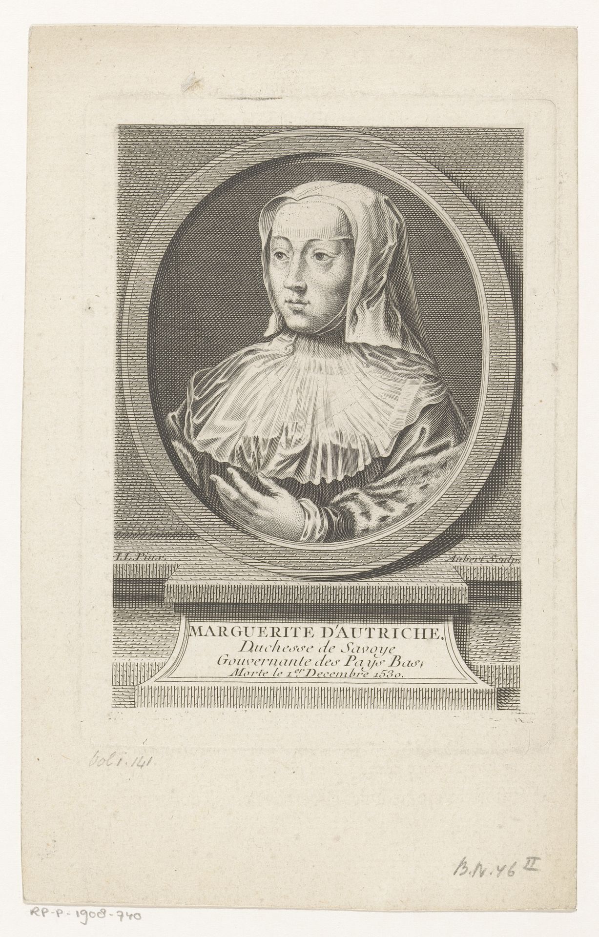 Portret van Margaretha van Oostenrijk by Michel Aubert