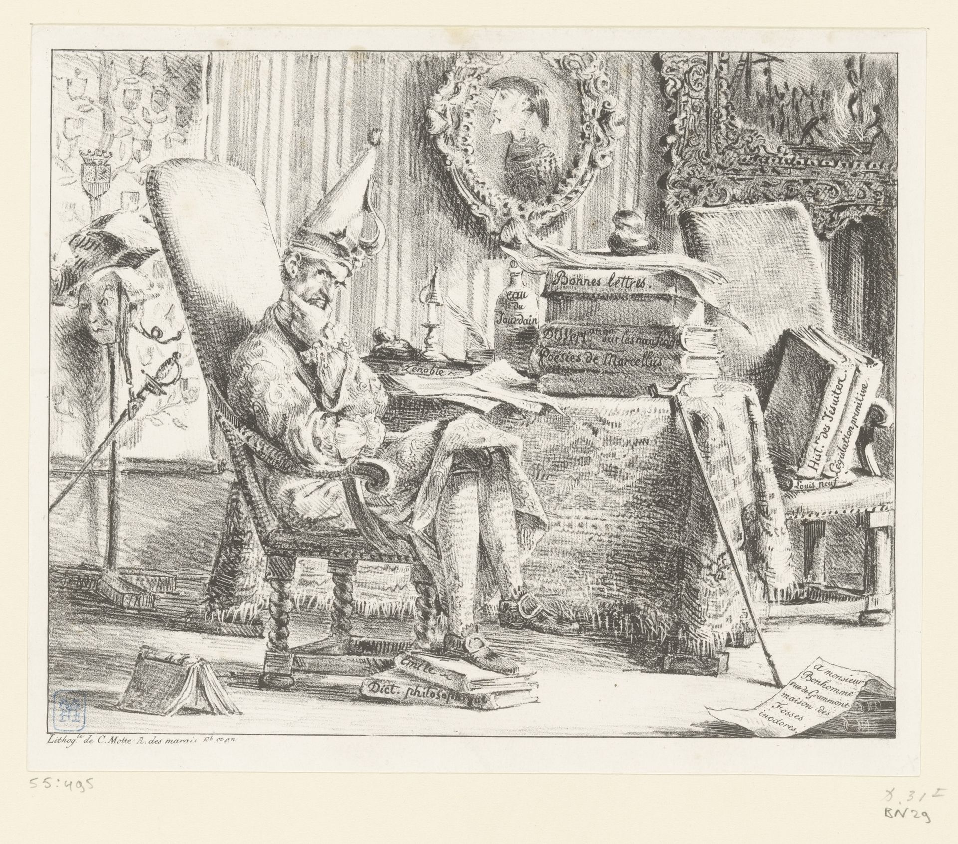 Karikatuur van een geleerde by Eugène Delacroix