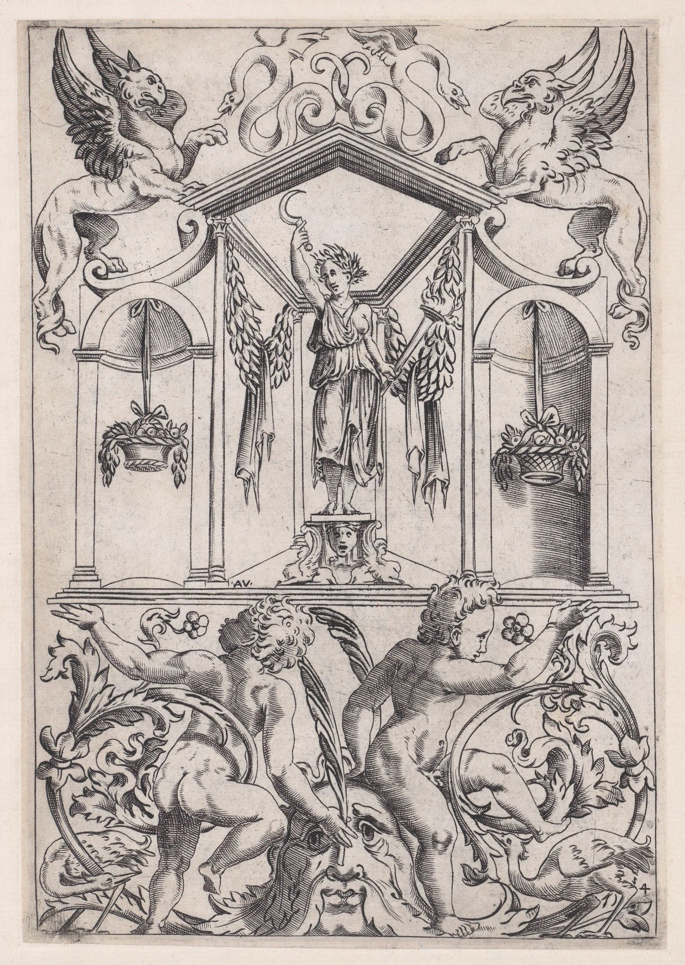 Ornamental Panel by Agostino Veneziano