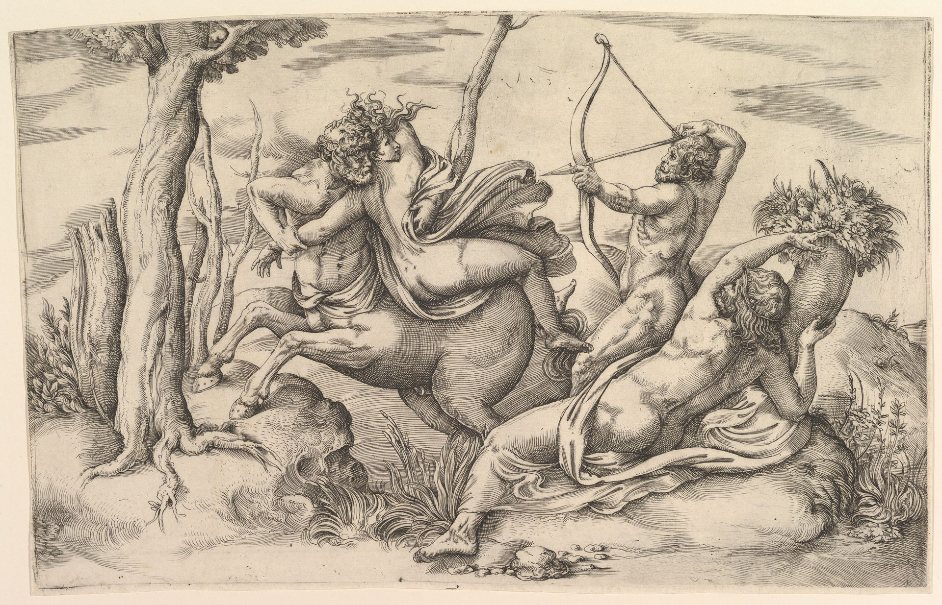 The abduction of Dejanira held by the centaur Nessus by Battista Franco