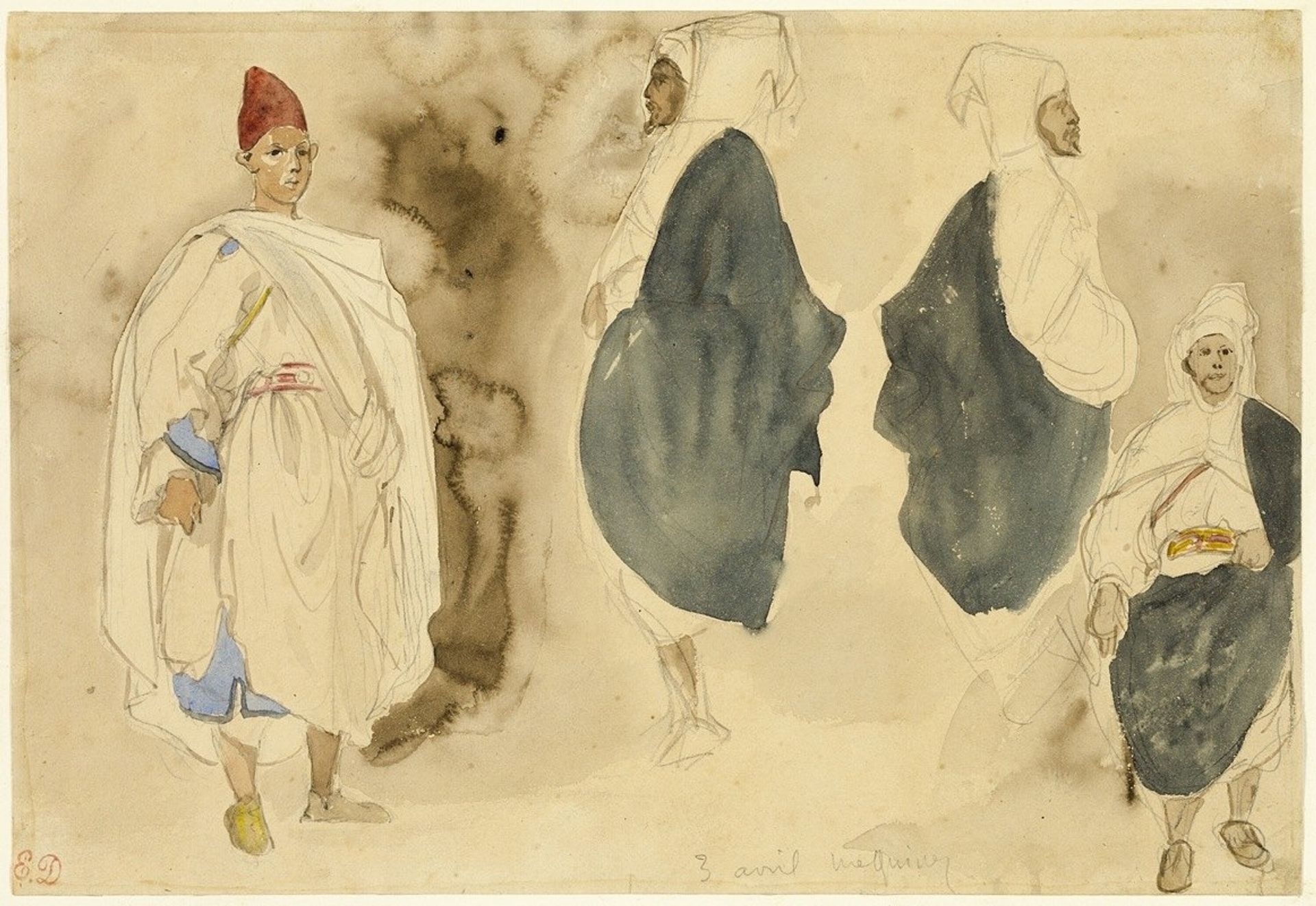 Four Sketches of Arab Men by Eugène Delacroix