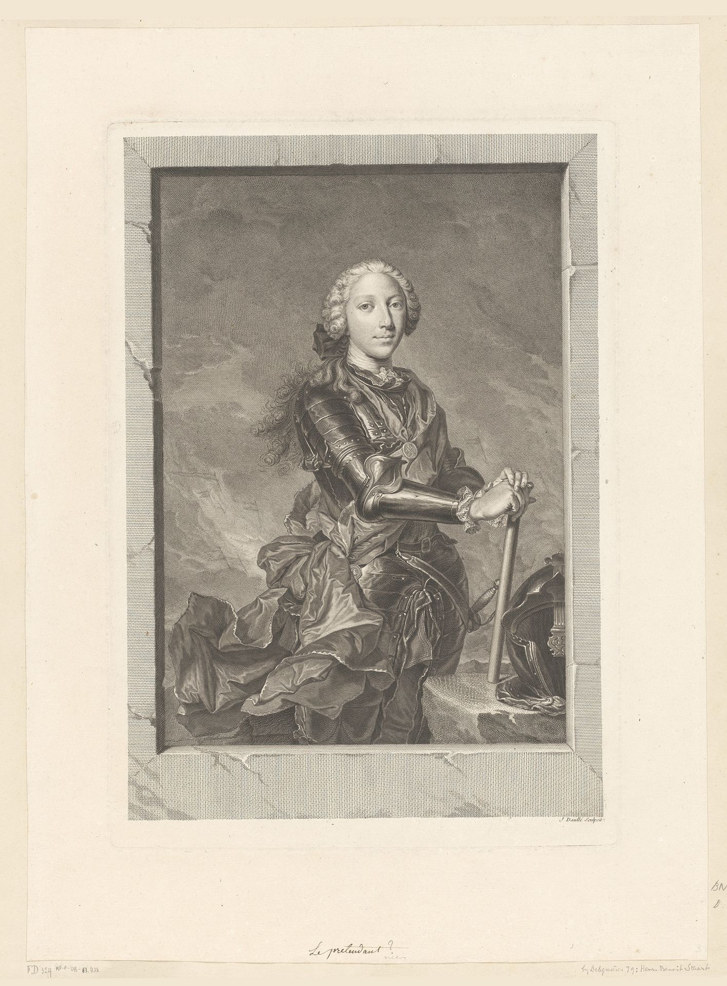 Portret van Karel Eduard Stuart by Jean Daullé