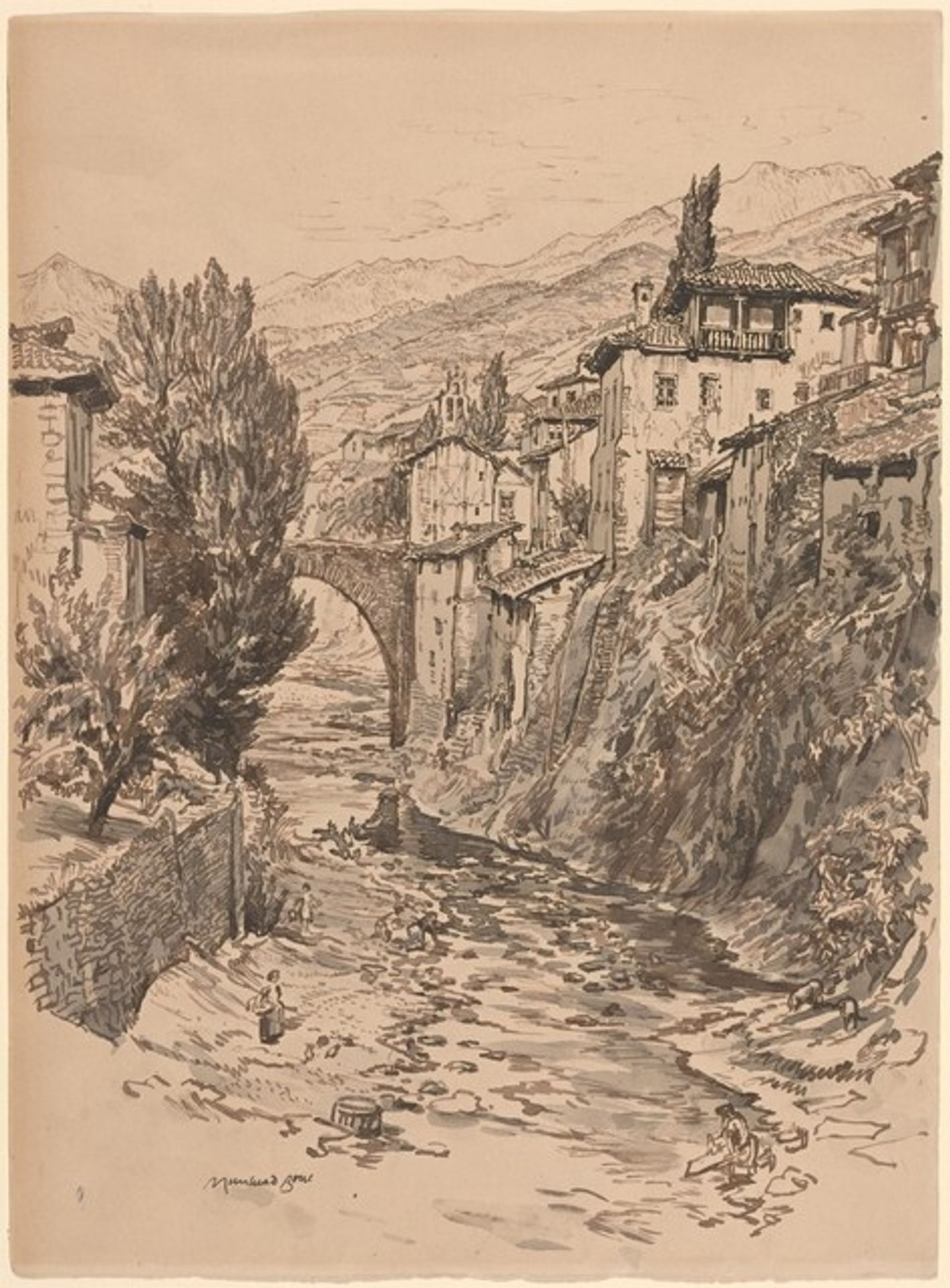 River in Potes by Muirhead Bone