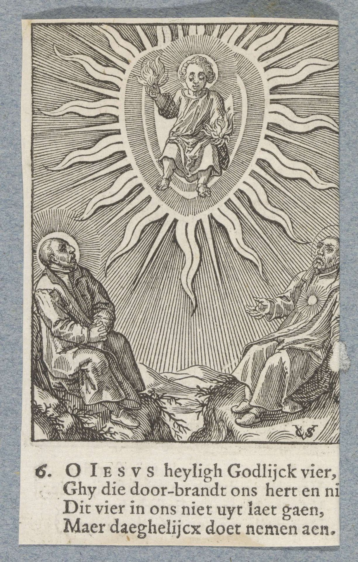 Christuskind in een vlammend hart by Christoffel van (II) Sichem