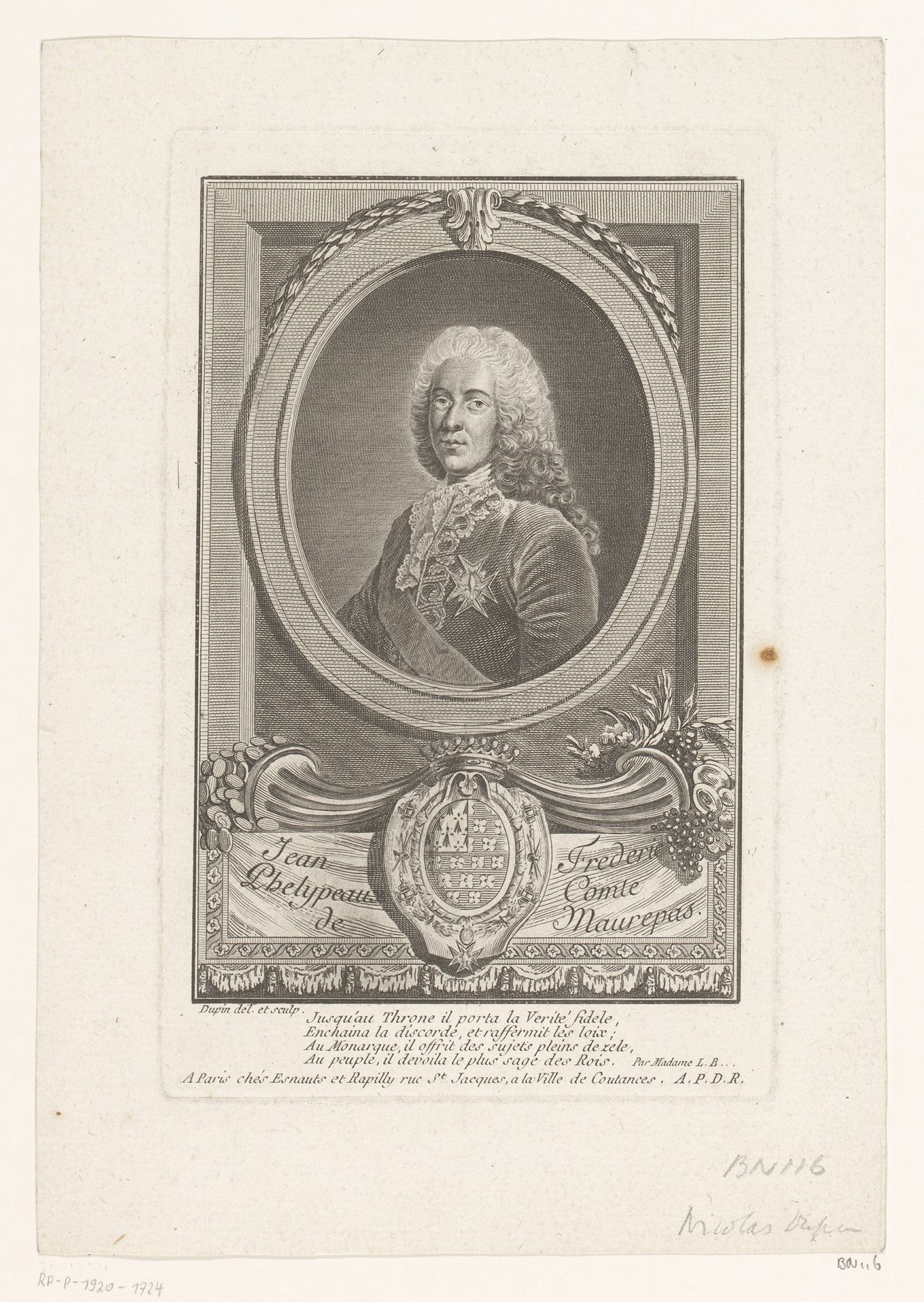Portret van Jean-Frédéric Phélypeaux by Nicolas Dupin