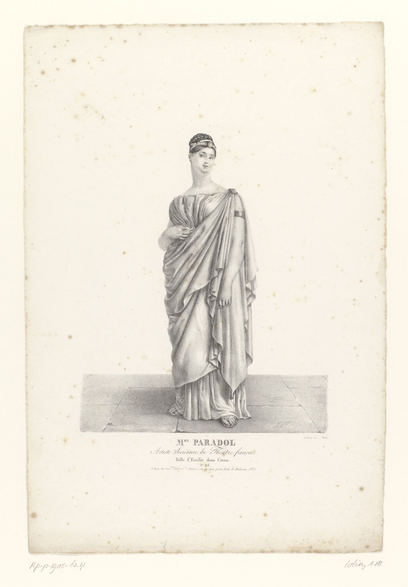 Portret van Lucinde Paradol als Émilie in de tragedie Cinna by Alexandre-Marie Colin
