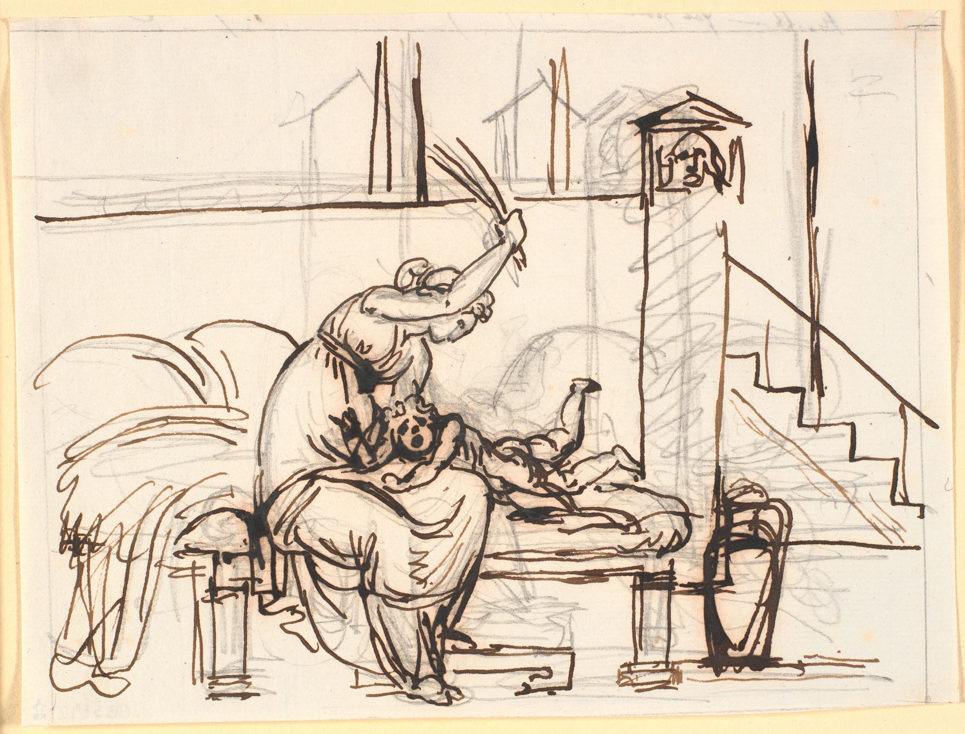 En moder, der giver sin lille dreng ris by Nicolai Abildgaard