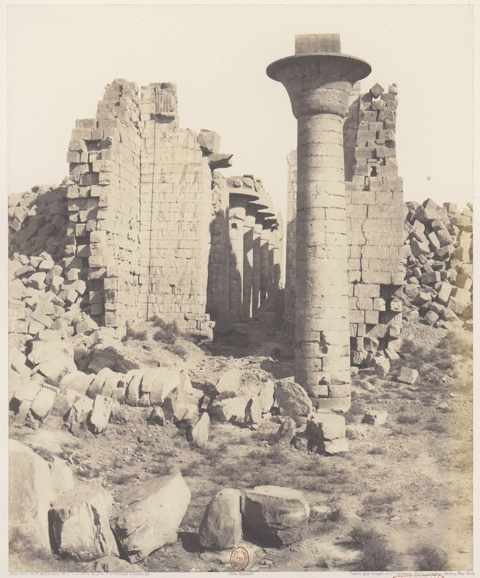 Karnak (Thèbes), Cour du Palais - Vue Prise de Point I by Félix Teynard